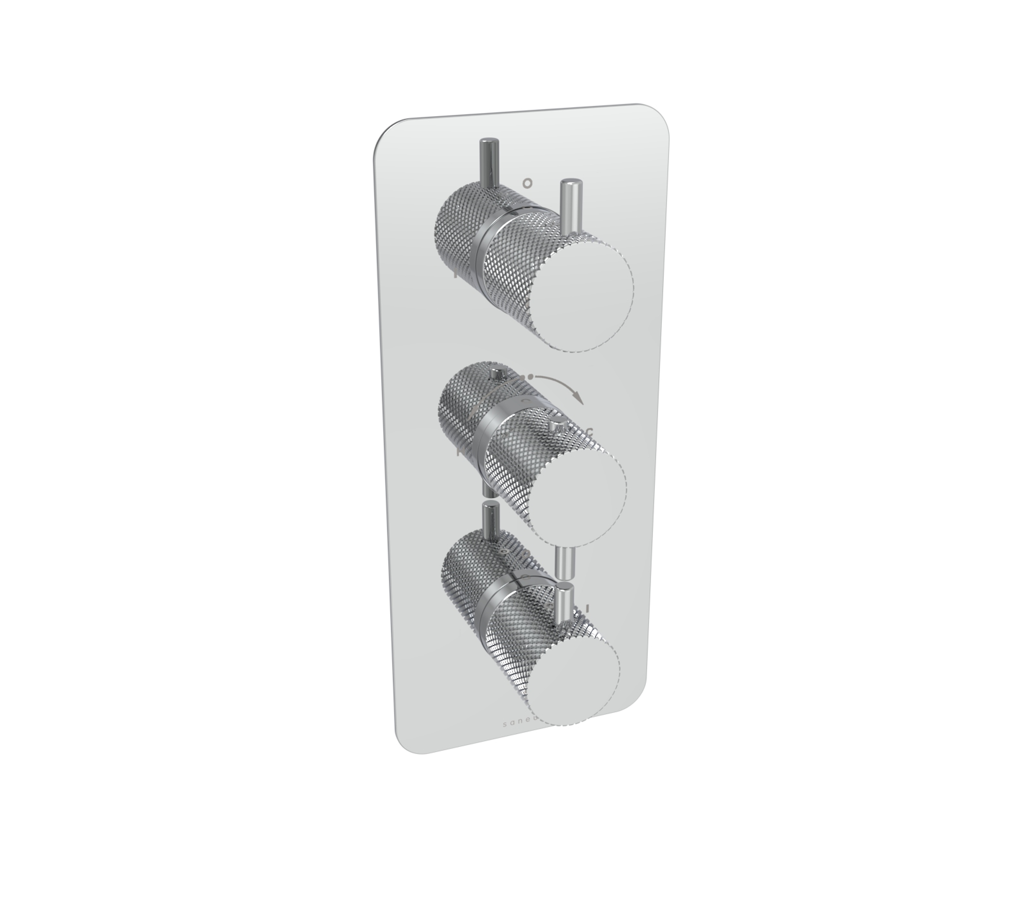 COS 3 way thermostatic shower valve kit with knurled handles - Chrome