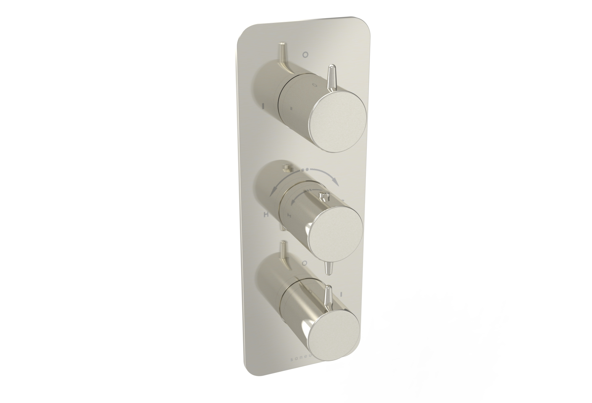 EDEN 3 way thermostatic shower valve kit in portrait - Brushed Nickel