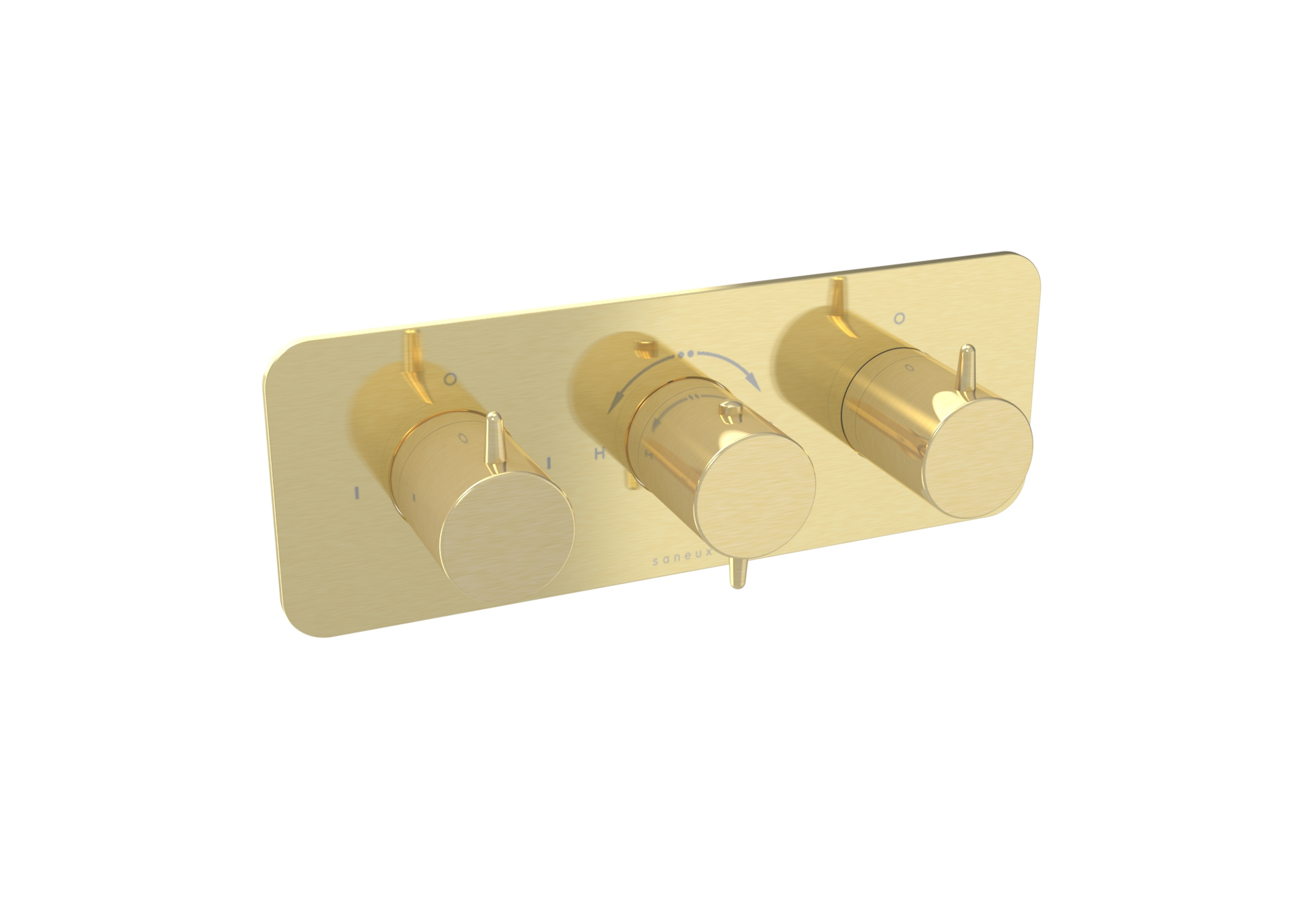 EDEN 3 way thermostatic shower valve kit in landscape - Brushed Brass