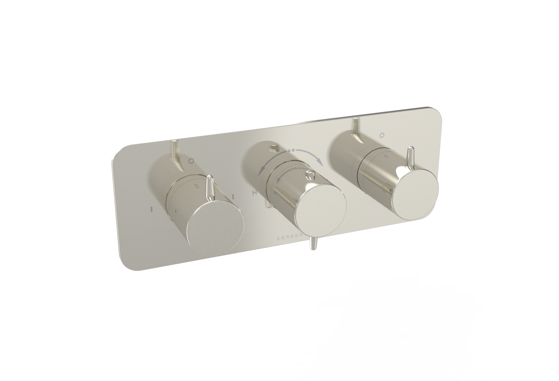 EDEN 3 way thermostatic shower valve kit in landscape - Brushed Nickel