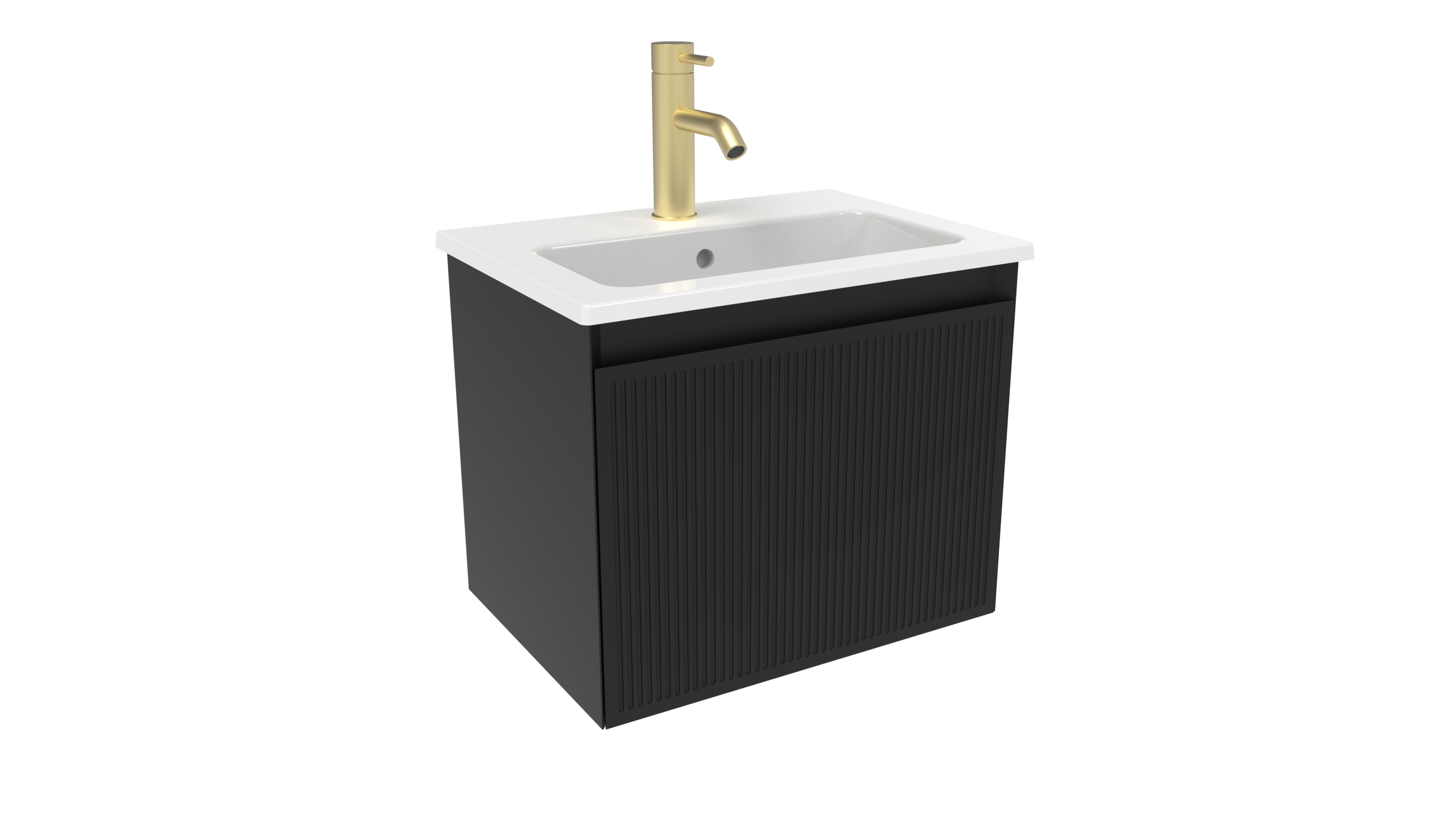 MONUMENT 50cm 1 drawer wall hung unit - Matte Black