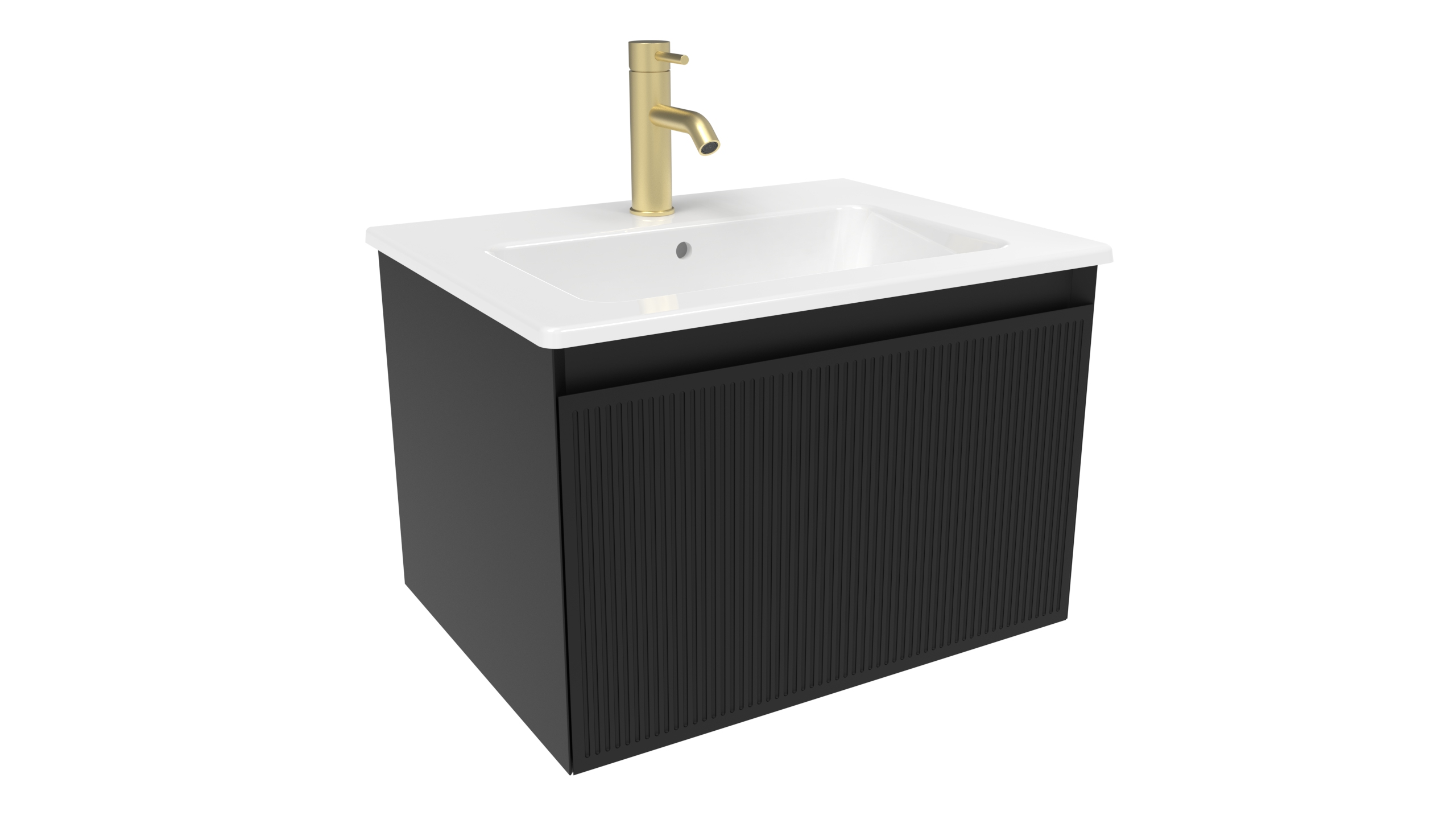 MONUMENT 60cm 1 drawer wall mounted unit - Matte Black