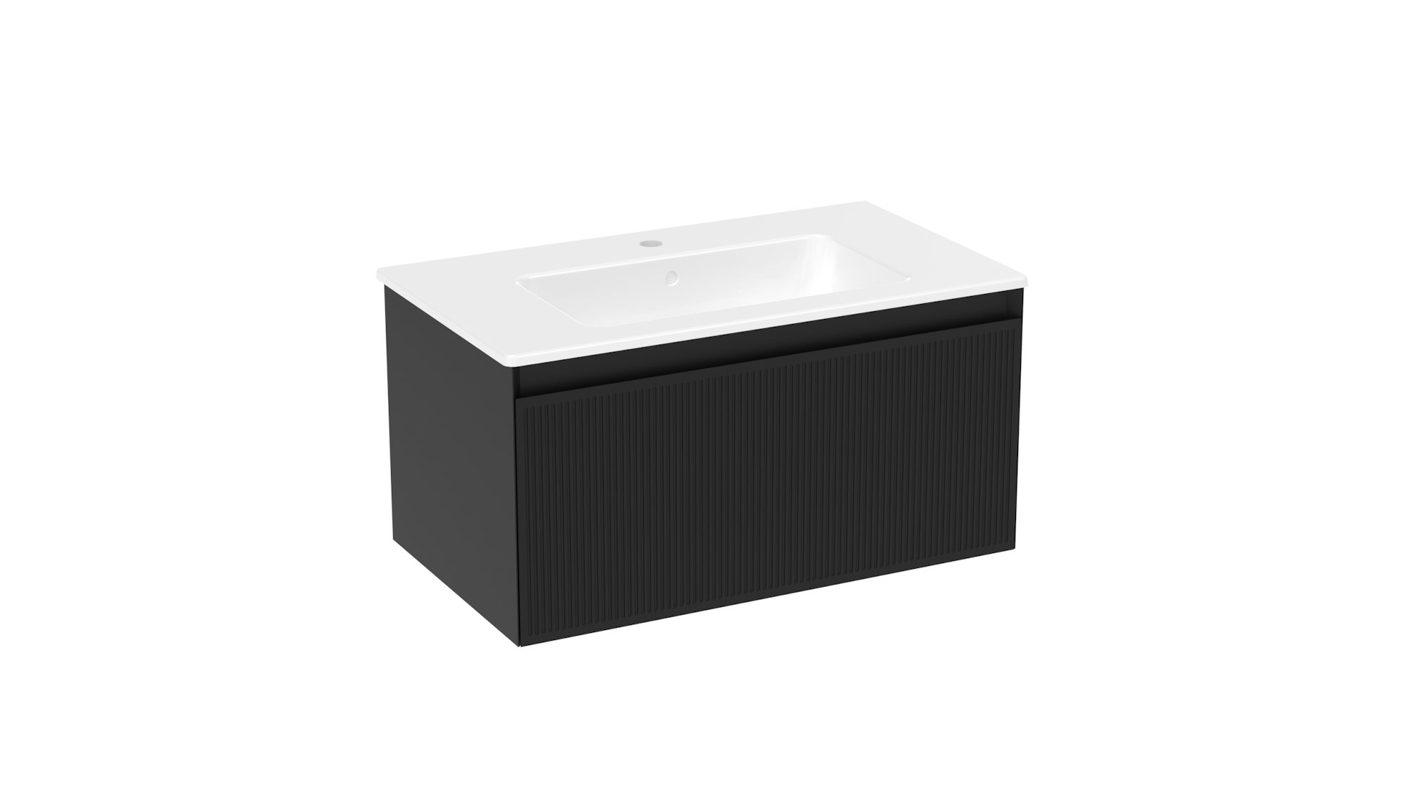 MONUMENT 80cm 1 drawer wall mounted unit - Matte Black