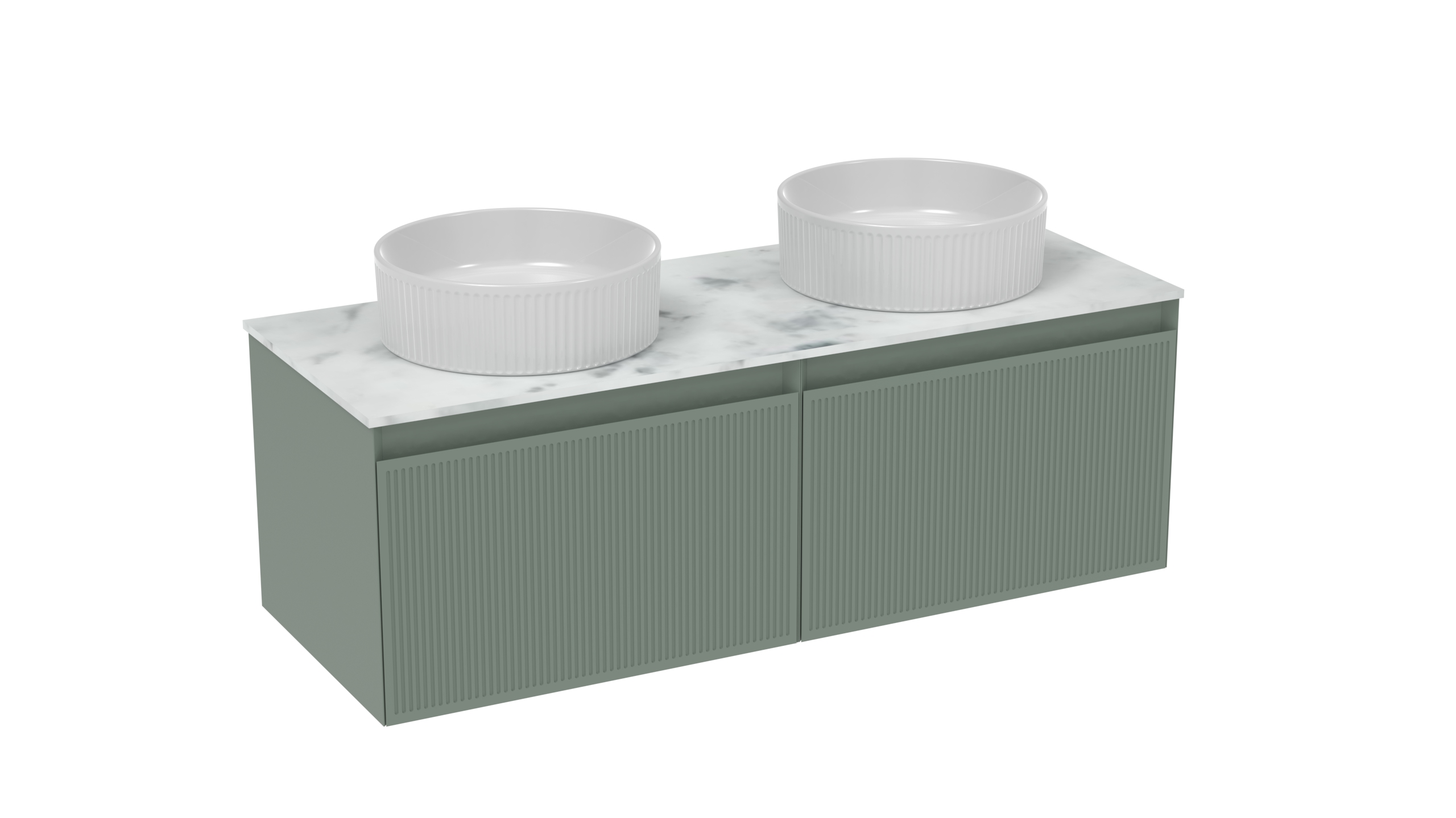 MONUMENT 120cm Kit - 2 x 60cm 1 Drawer Wall Mounted Unit & 120cm Countertop - Matte Sage