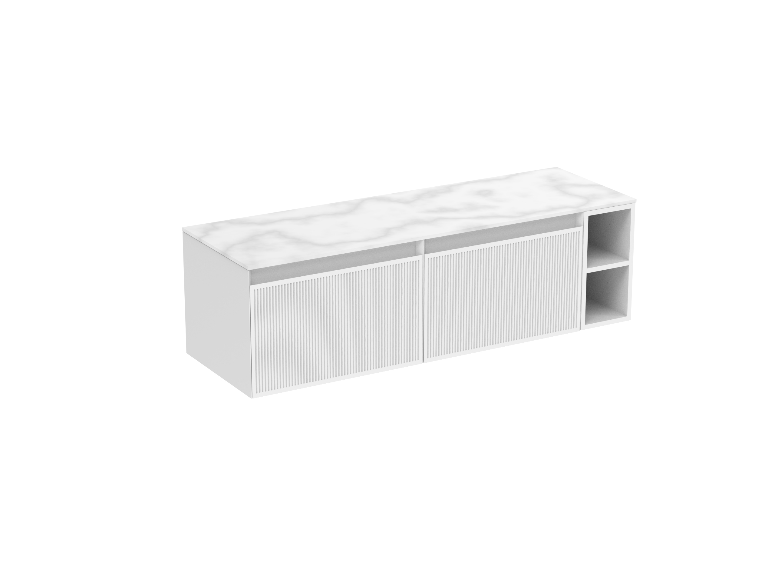 MONUMENT 140cm Kit  - 2 x 60cm 1 Drawer wall mounted unit & 20cm Spacer - Matte White