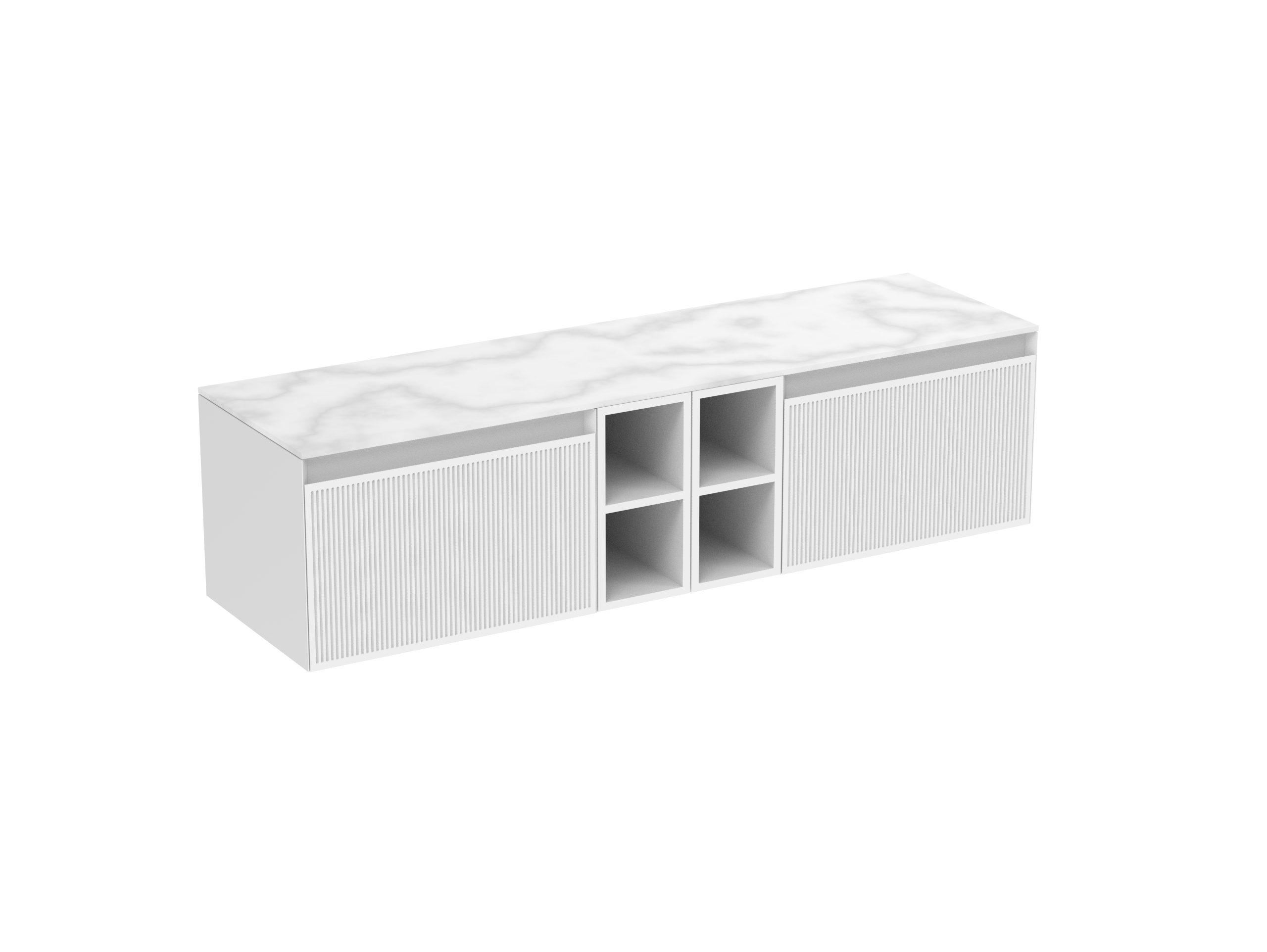 MONUMENT 160cm Kit  - 2 x 60cm 1 Drawer wall mounted unit & 2 x 20cm Spacers - Matte White
