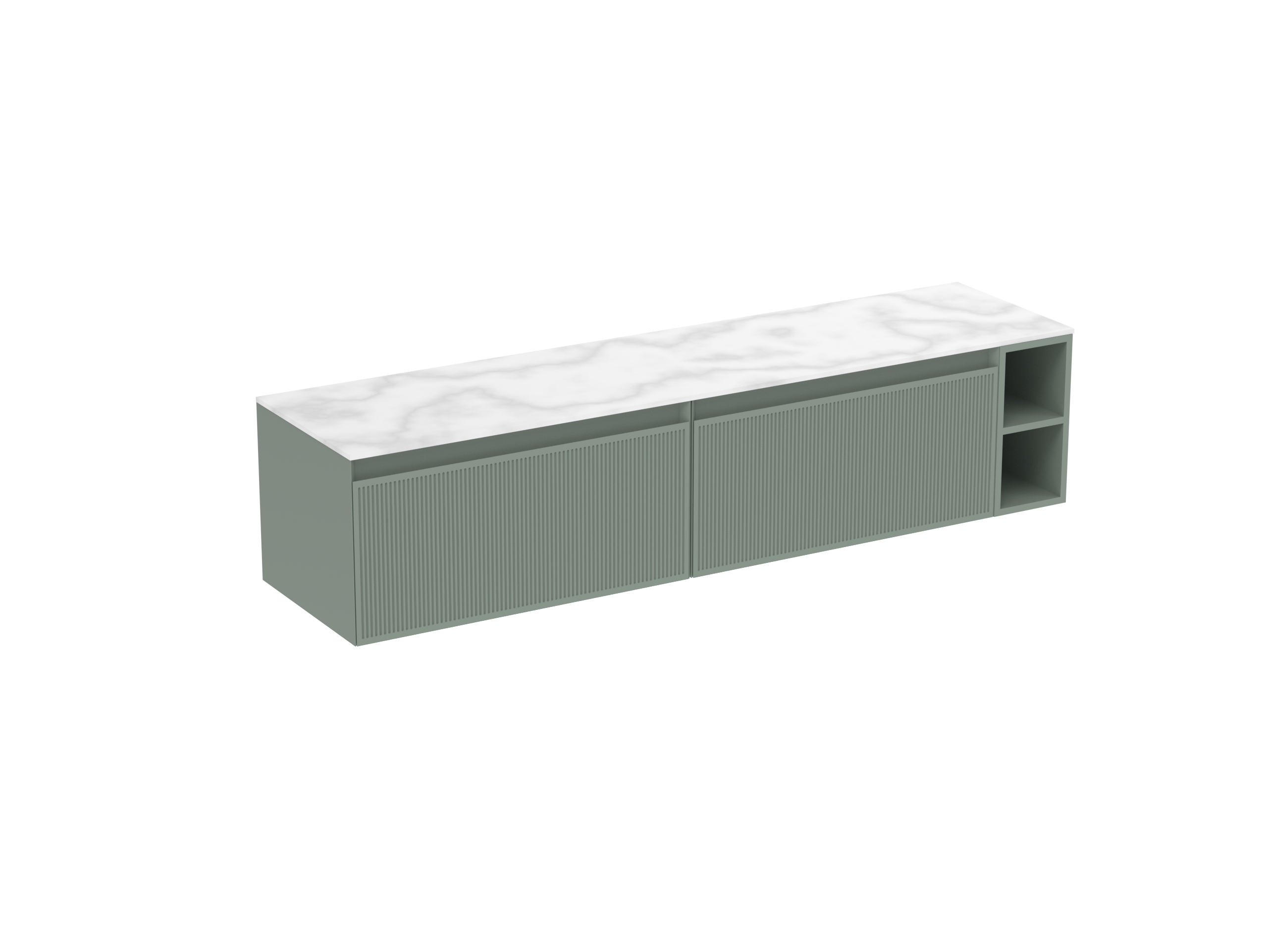MONUMENT 180cm Kit  - 2 x 80cm 1 Drawer wall mounted unit & 20cm Spacers - Matte Sage