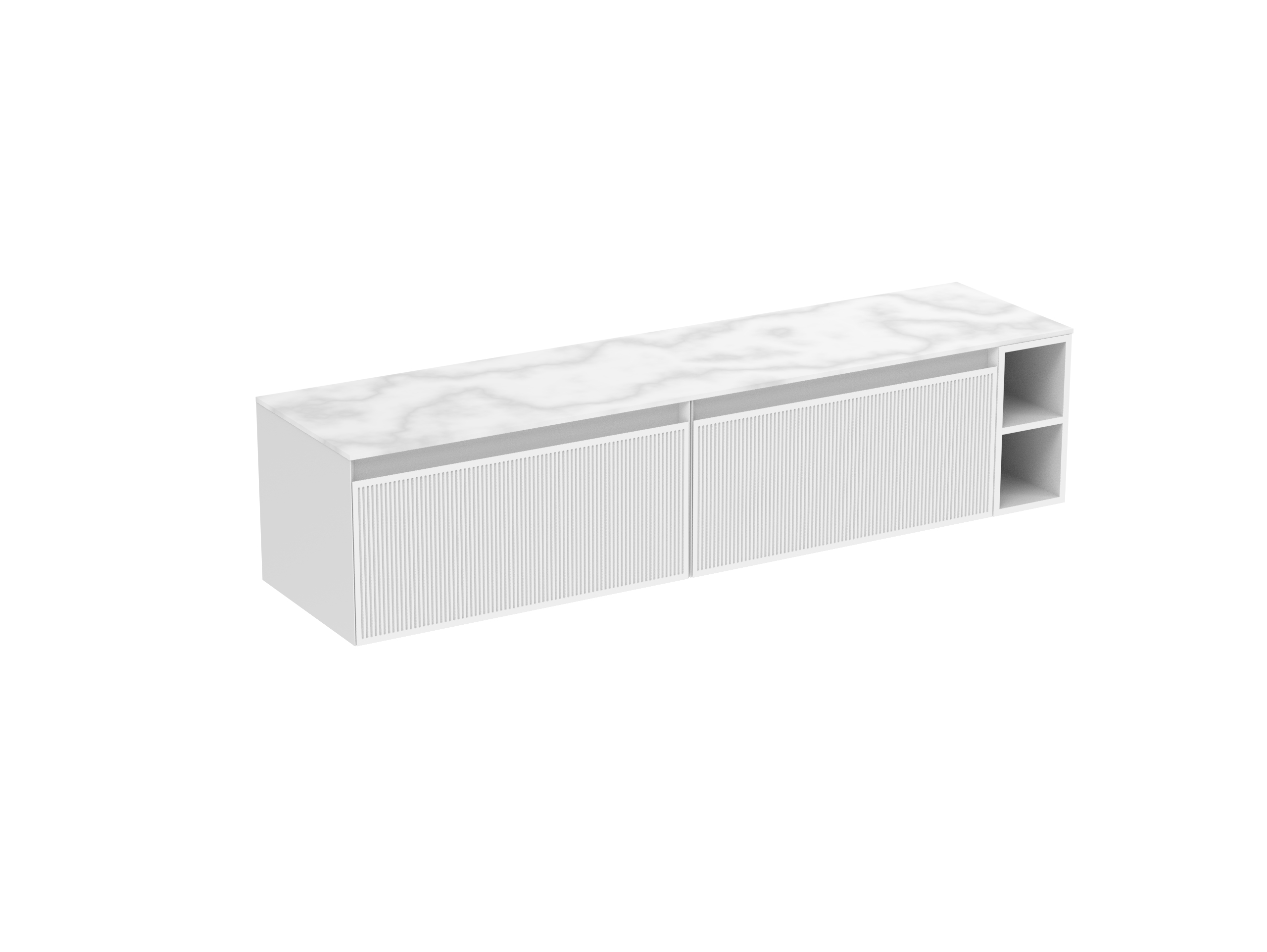 MONUMENT 180cm Kit  - 2 x 80cm 1 Drawer wall mounted unit & 20cm Spacers - Matte White