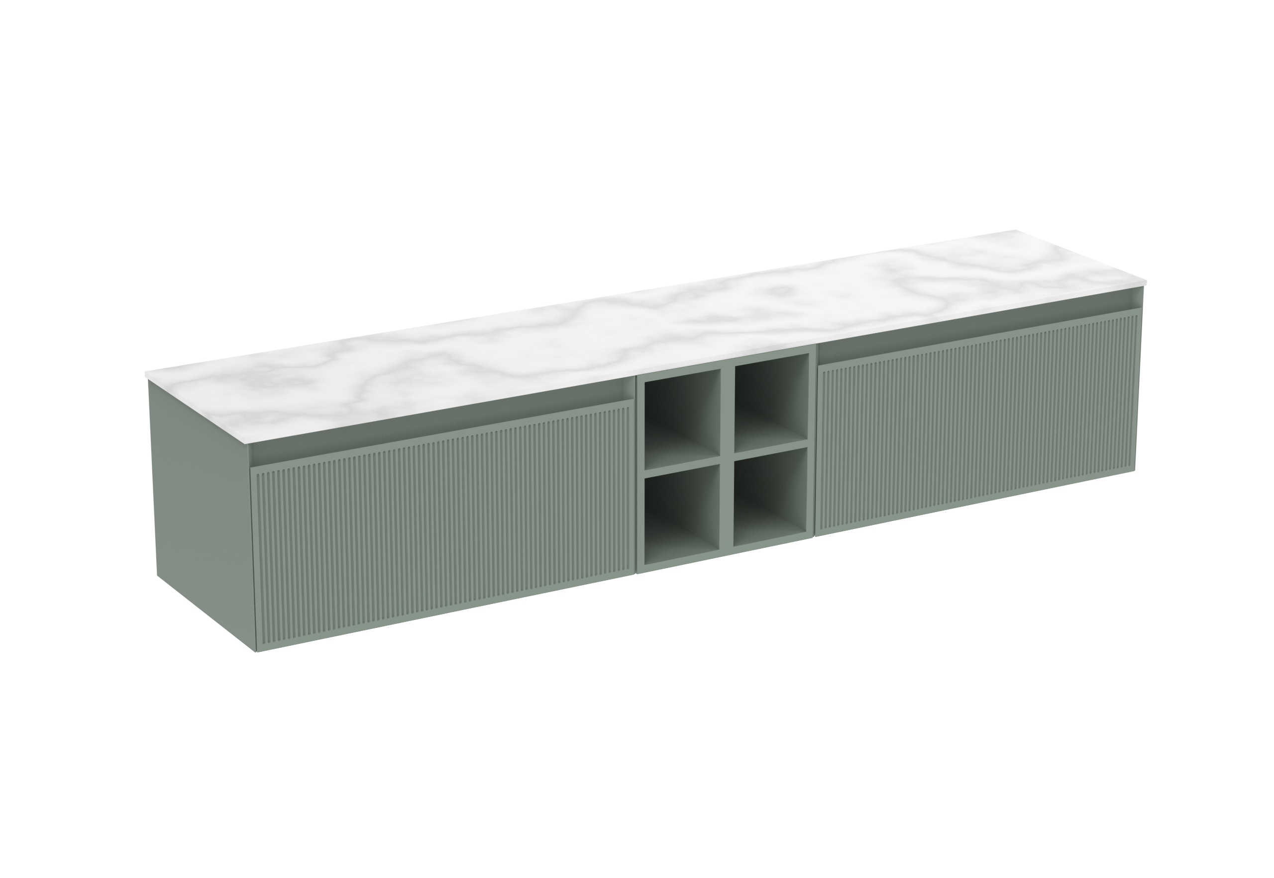 MONUMENT 200cm Kit  - 2 x 80cm 1 Drawer wall mounted unit & 2 x 20cm Spacers - Matte Sage