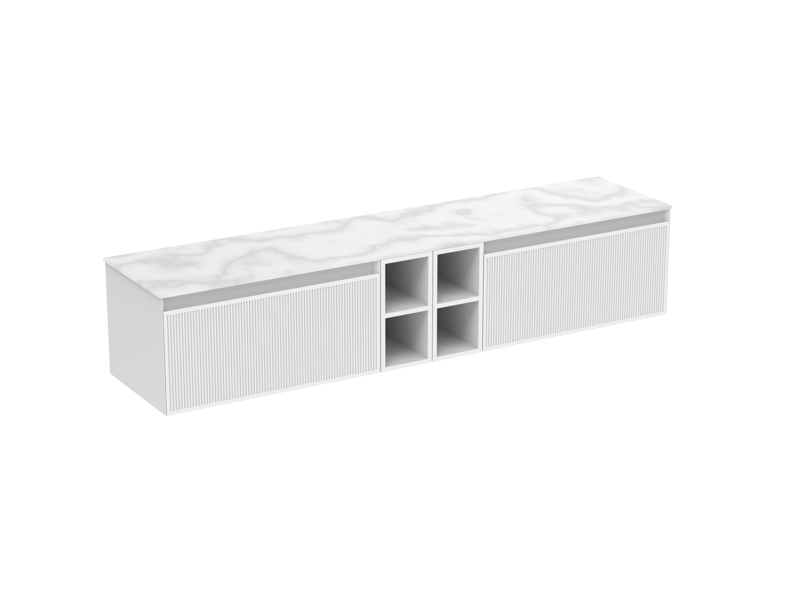 MONUMENT 200cm Kit  - 2 x 80cm 1 Drawer wall mounted unit & 2 x 20cm Spacers - Matte White