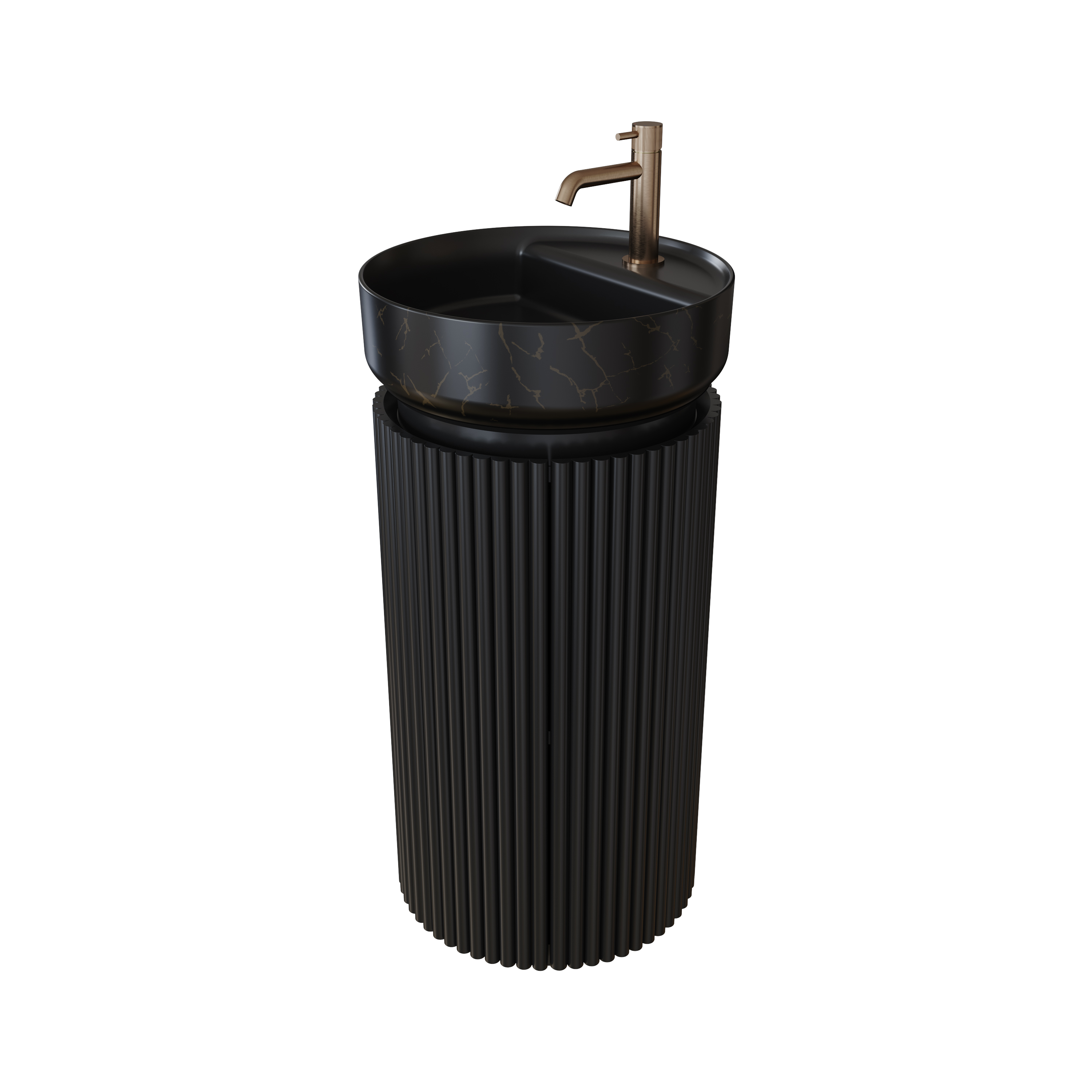 OXFORD 40cm Fluted Floor Standing Basin Unit - Matte Black