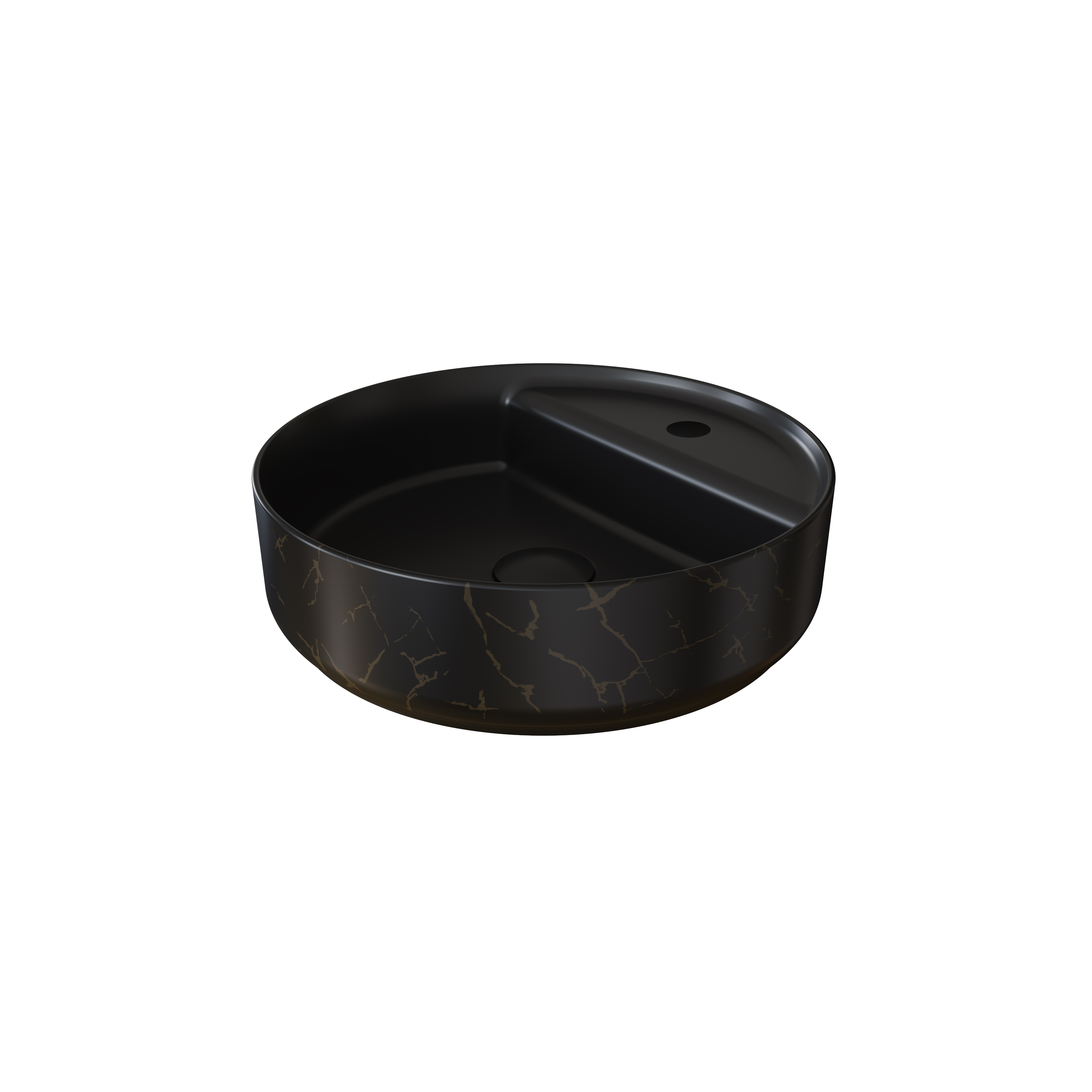 OXFORD 42cm Countertop Basin 1 Tap Hole - Matte Black with Bronze Vein