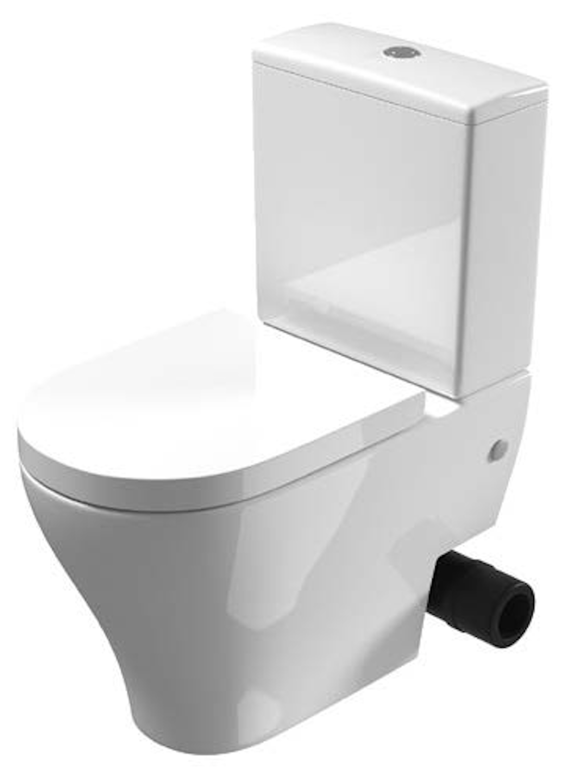 PRAGUE close coupled right hand soil exit WC pan - rimless