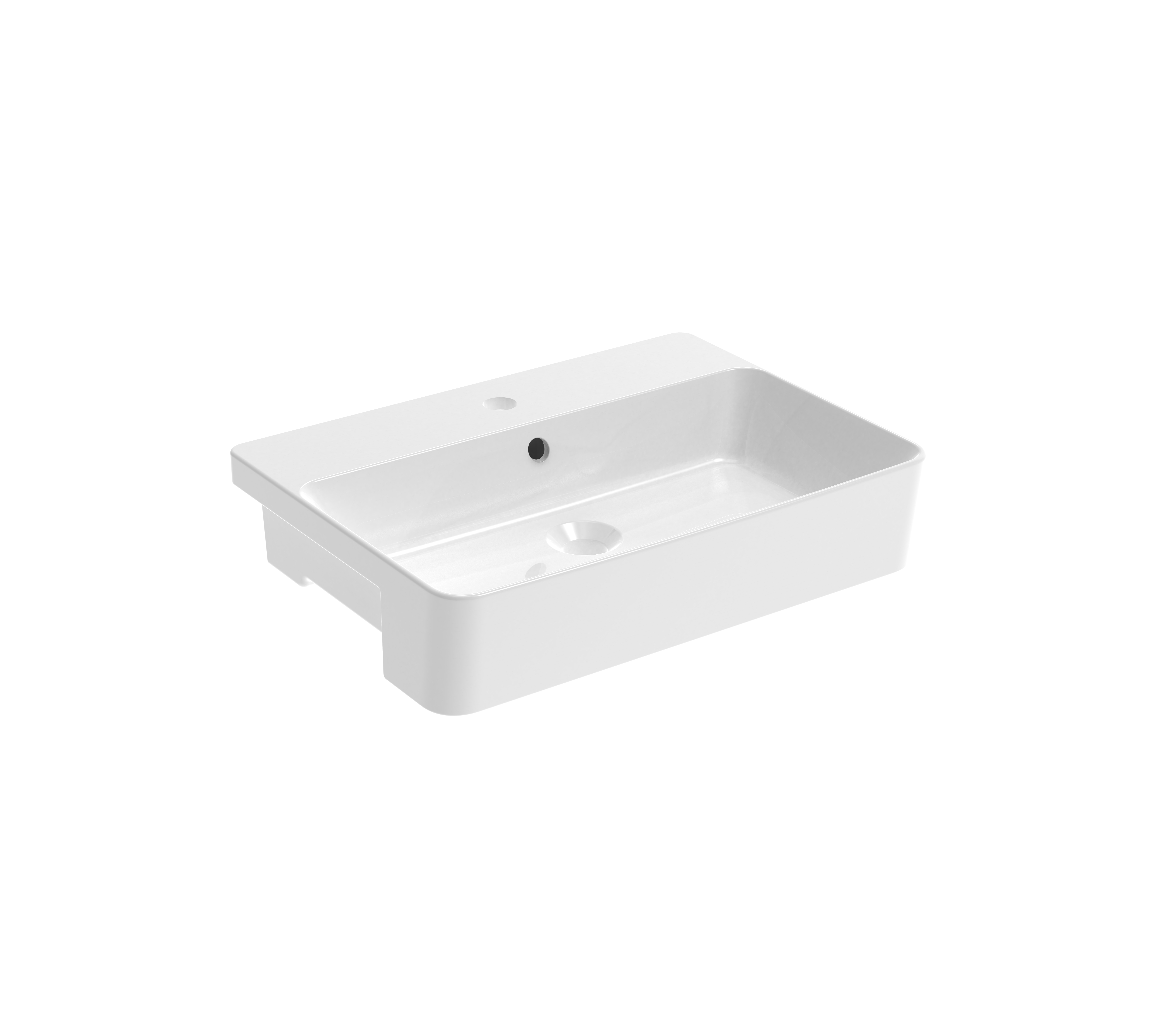 SIENNA 56x41cm square semi-recessed washbasin 1TH