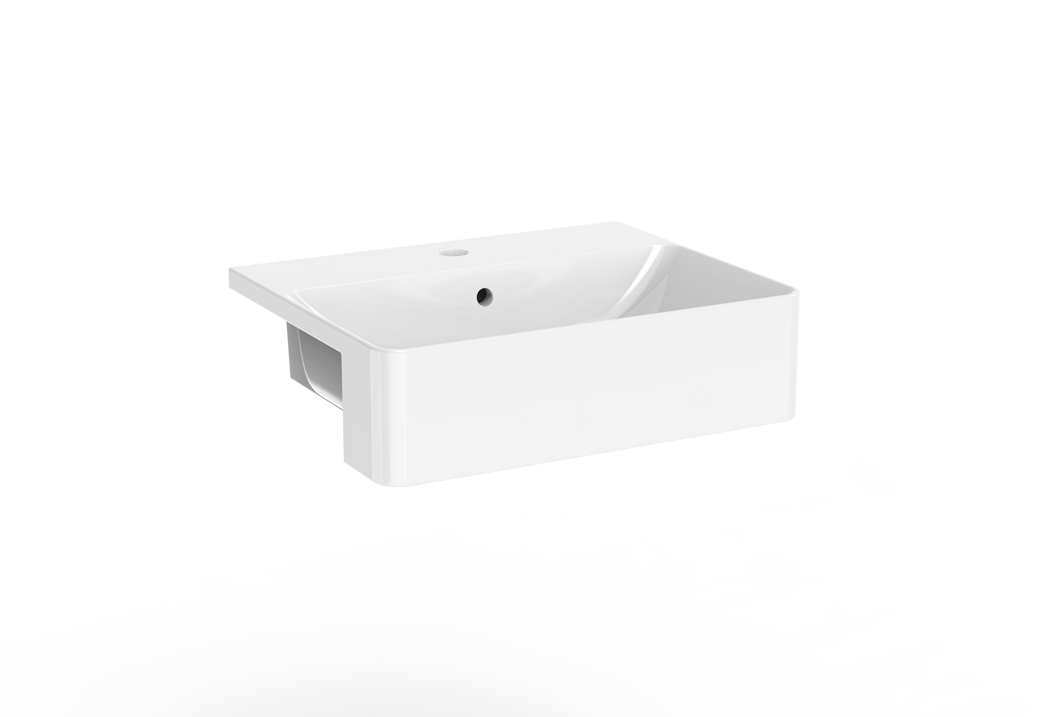 SIENNA 50x40cm square semi-recessed washbasin 1TH