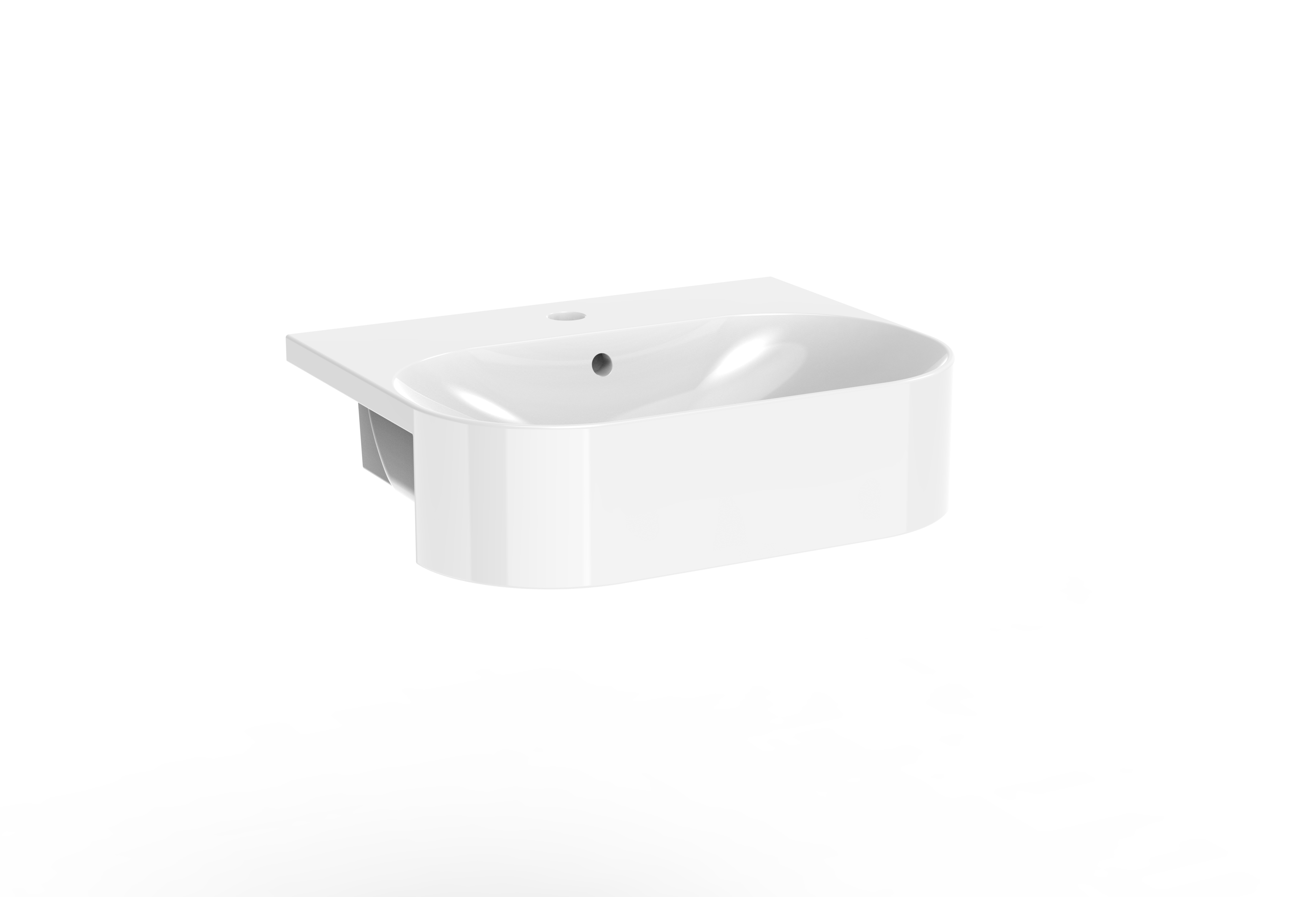 SIENNA 50x40cm round semi-recessed washbasin 1TH