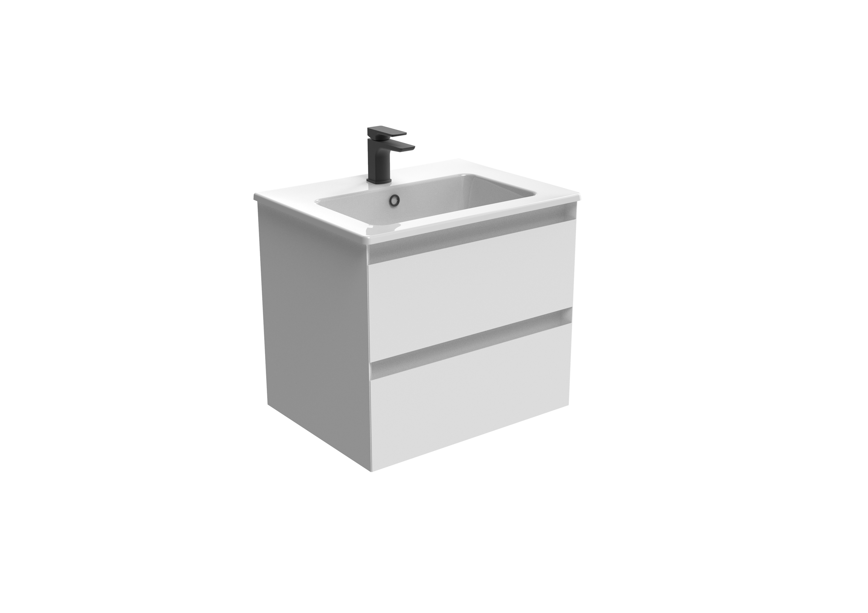 UNI 60cm 2 drawer wall mounted unit - Matte White