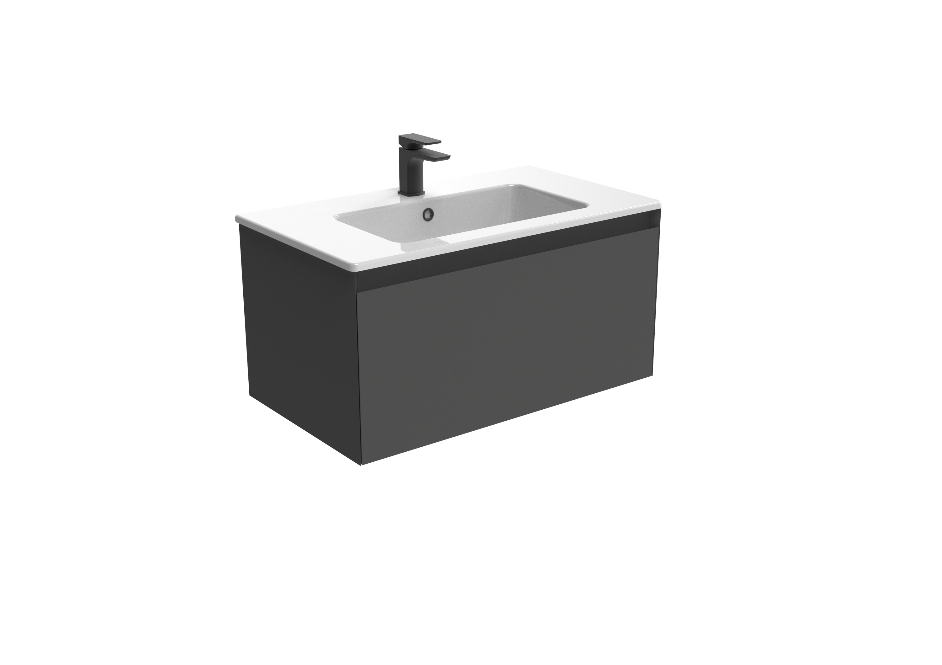 UNI 80cm 1 drawer wall mounted unit - Matte Anthracite