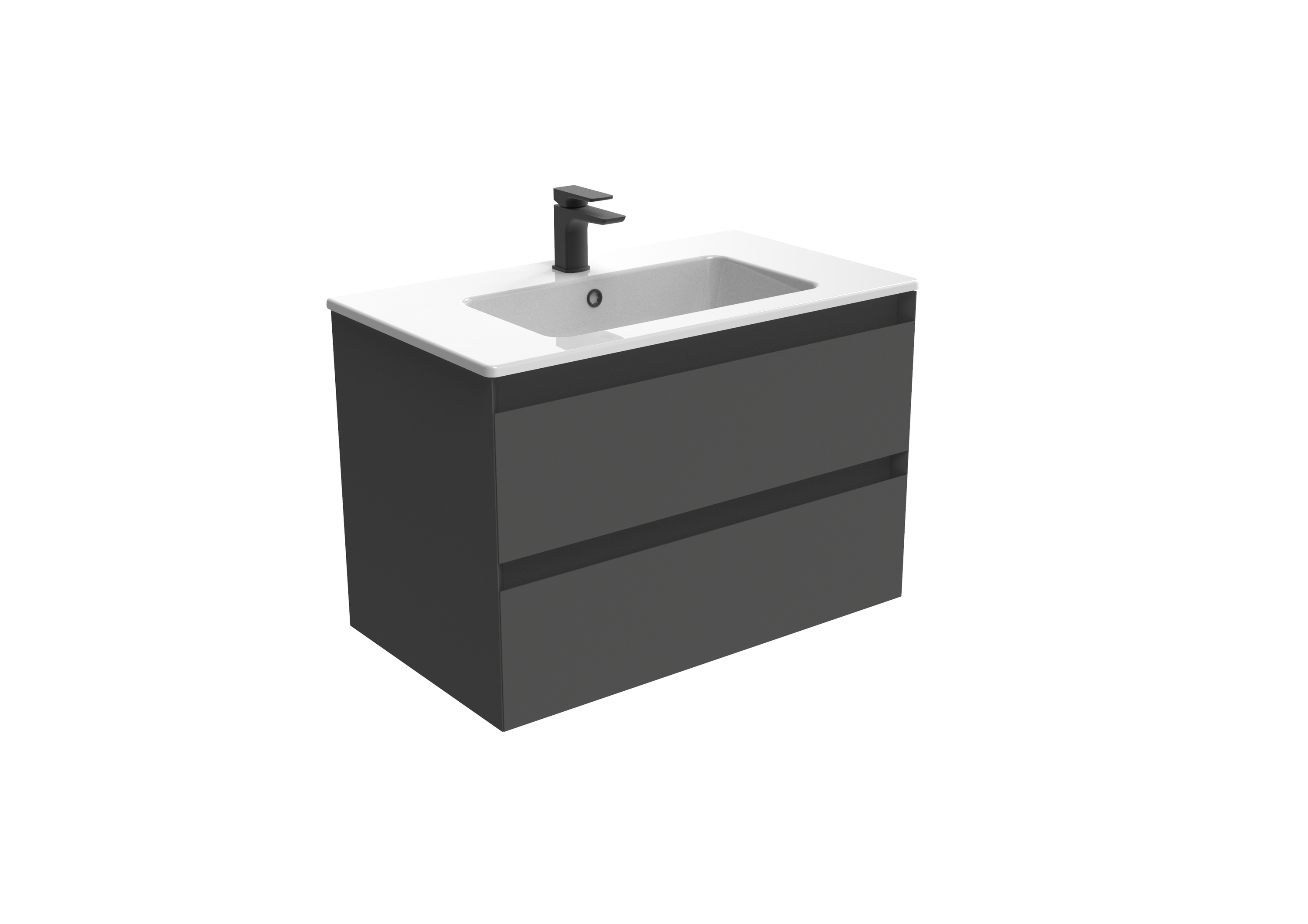UNI 80cm 2 drawer wall mounted unit - Matte Anthracite
