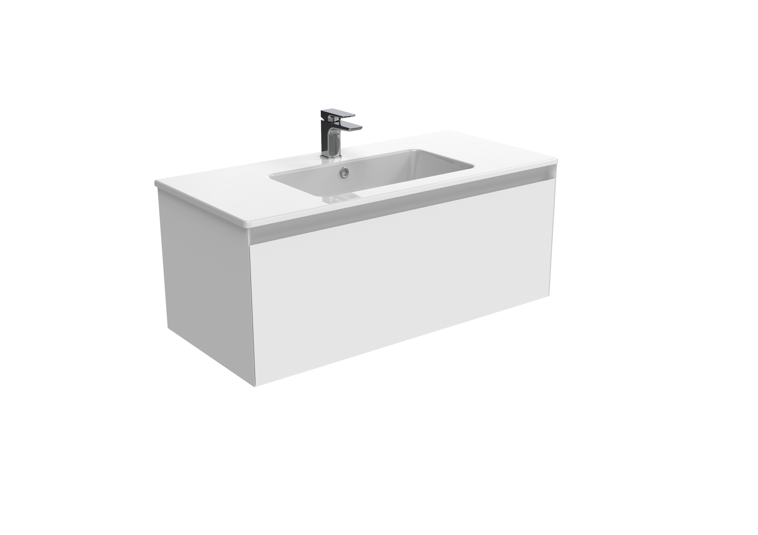 UNI 100cm 1 drawer wall mounted unit - Matte White