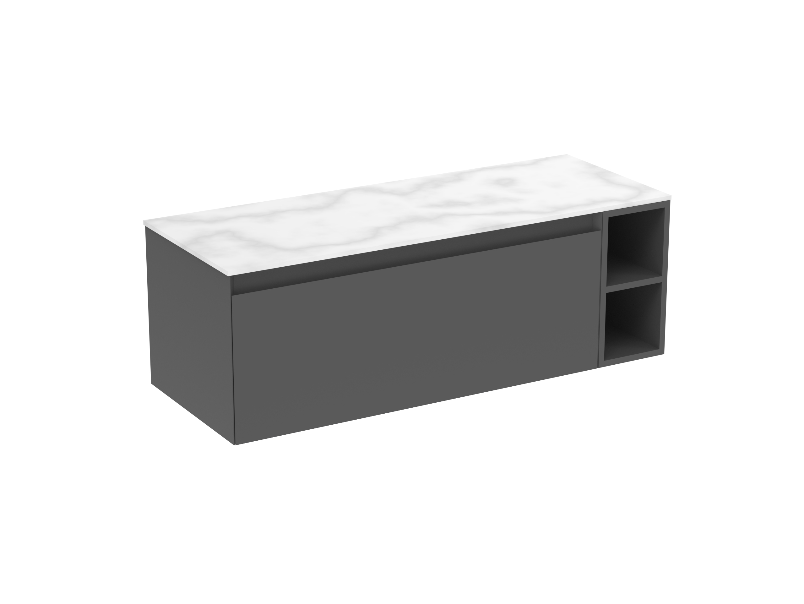UNI 120cm Kit  - 100cm 1 Drawer wall mounted unit & 20cm Spacer - Matte Anthracite