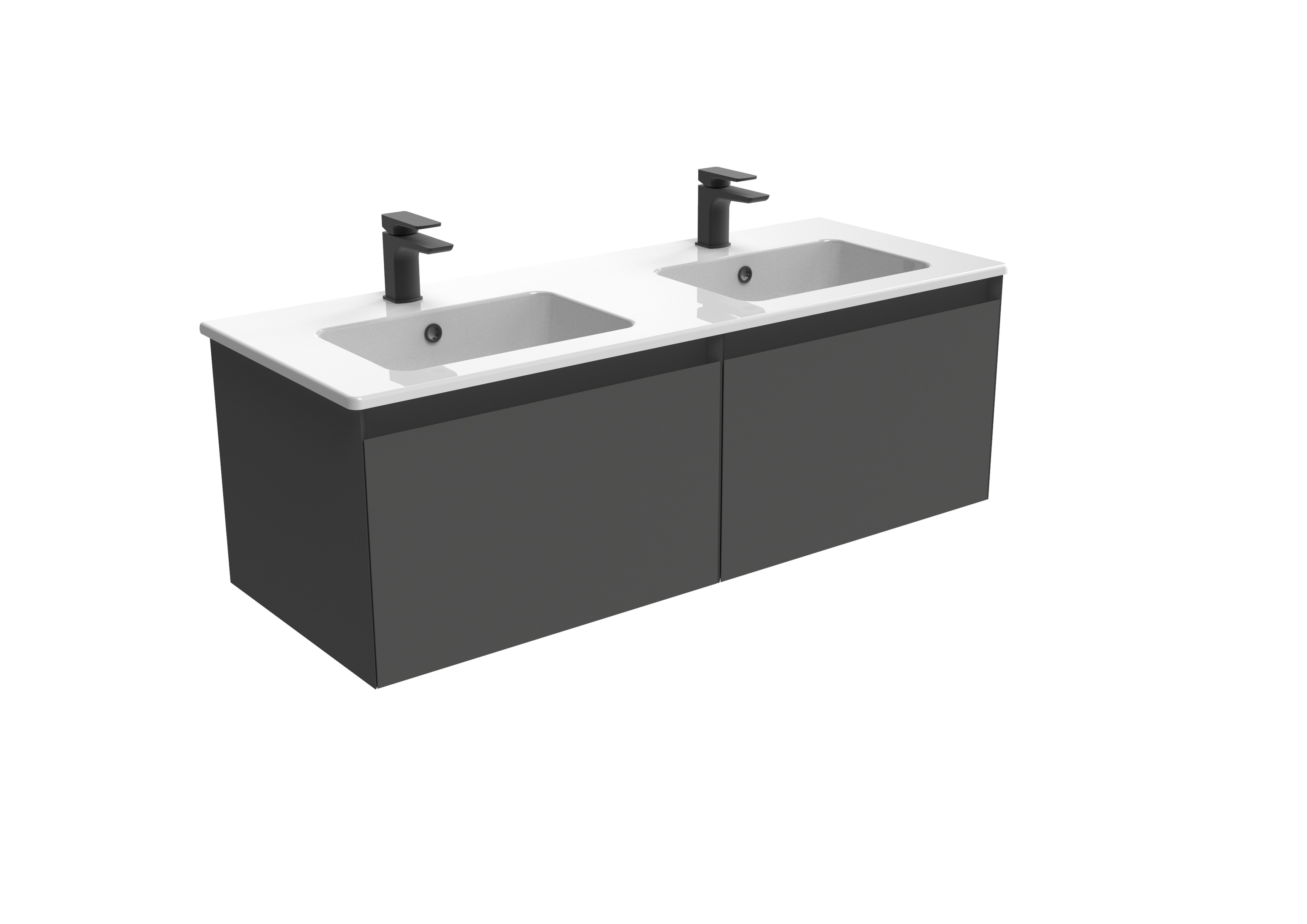 UNI 120cm 2 drawer wall mounted unit - Matte Anthracite