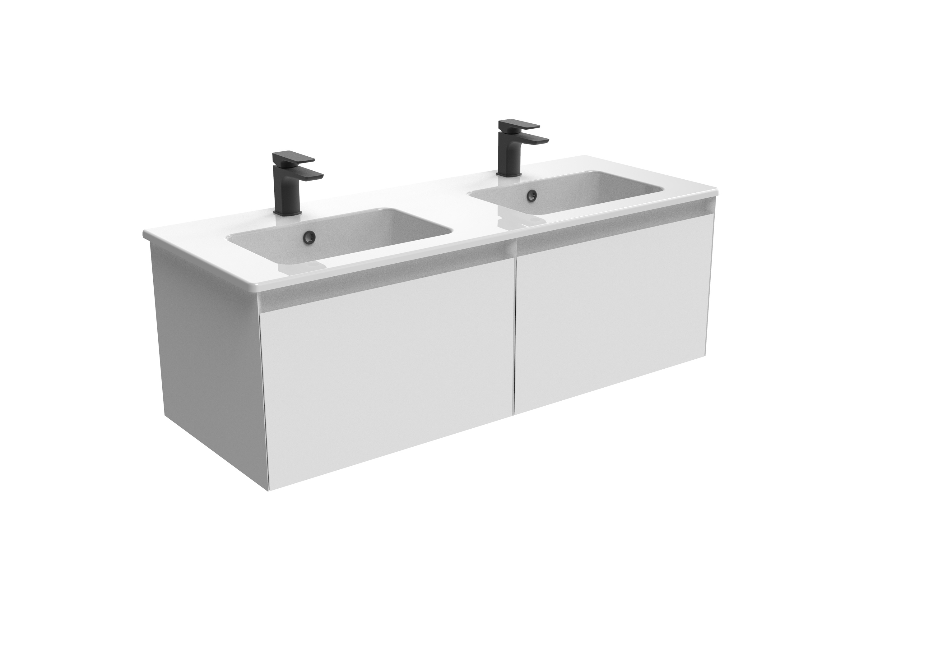 UNI 120cm 2 drawer wall mounted unit - Matte White