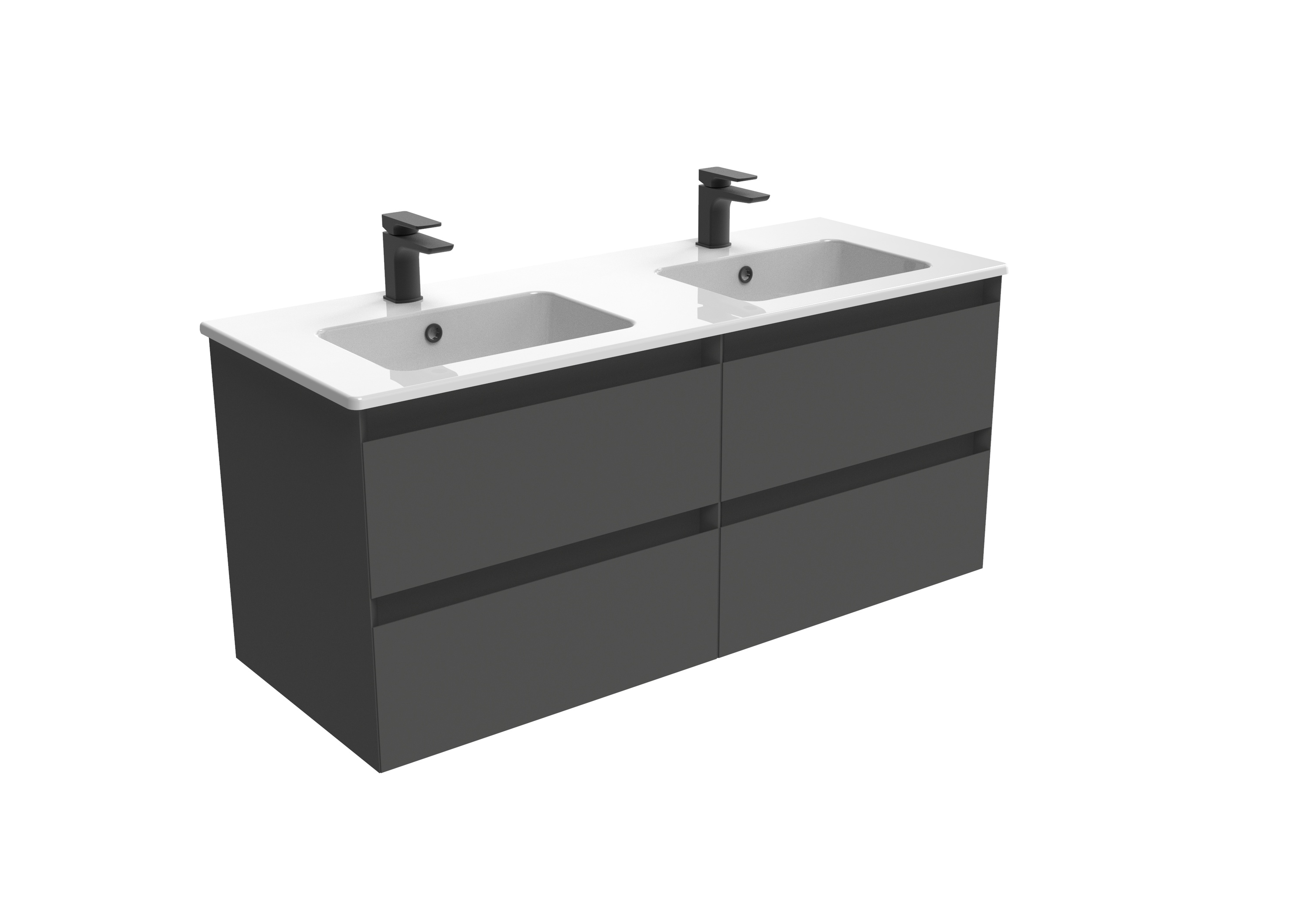 UNI 120cm 4 drawer wall mounted unit - Matte Anthracite