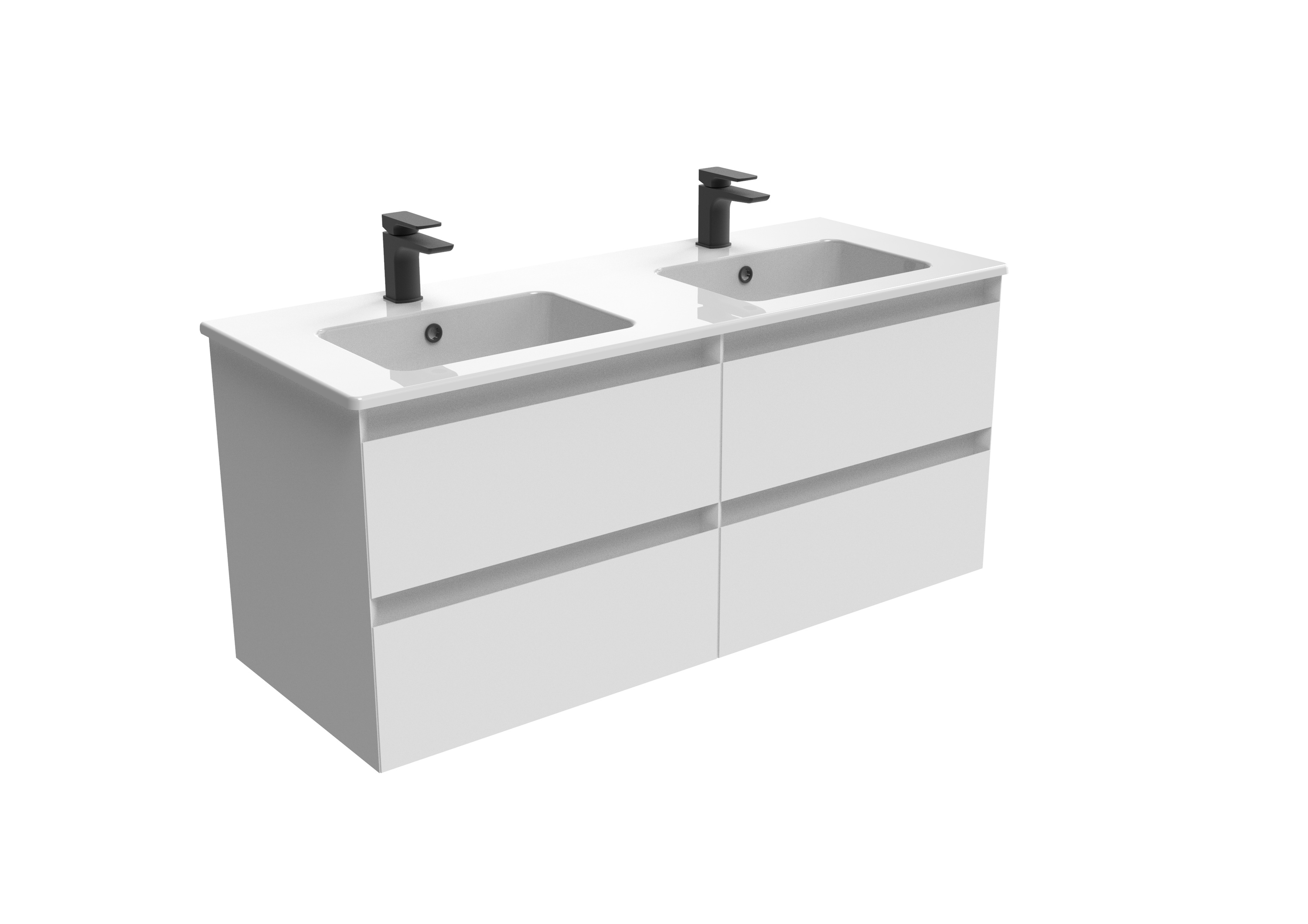 UNI 120cm 4 drawer wall mounted unit - Matte White