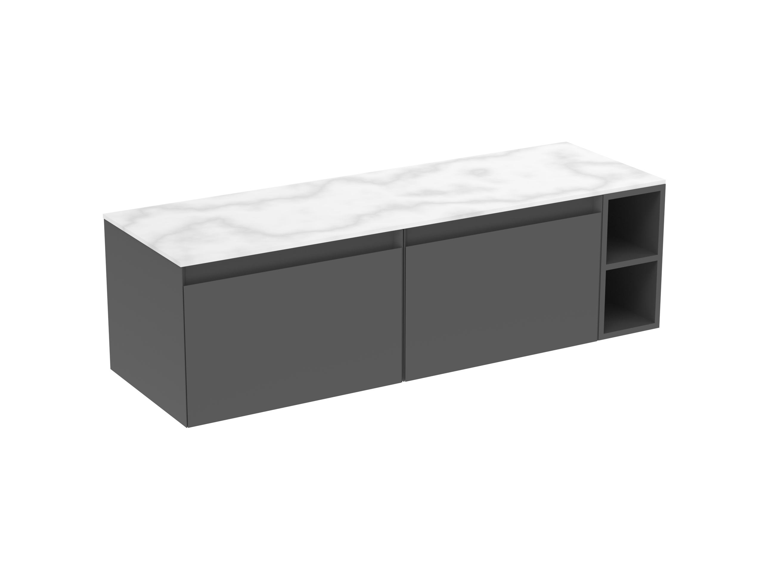 UNI 140cm Kit  - 2 x 60cm 1 Drawer wall mounted unit & 20cm Spacer - Matte Anthracite