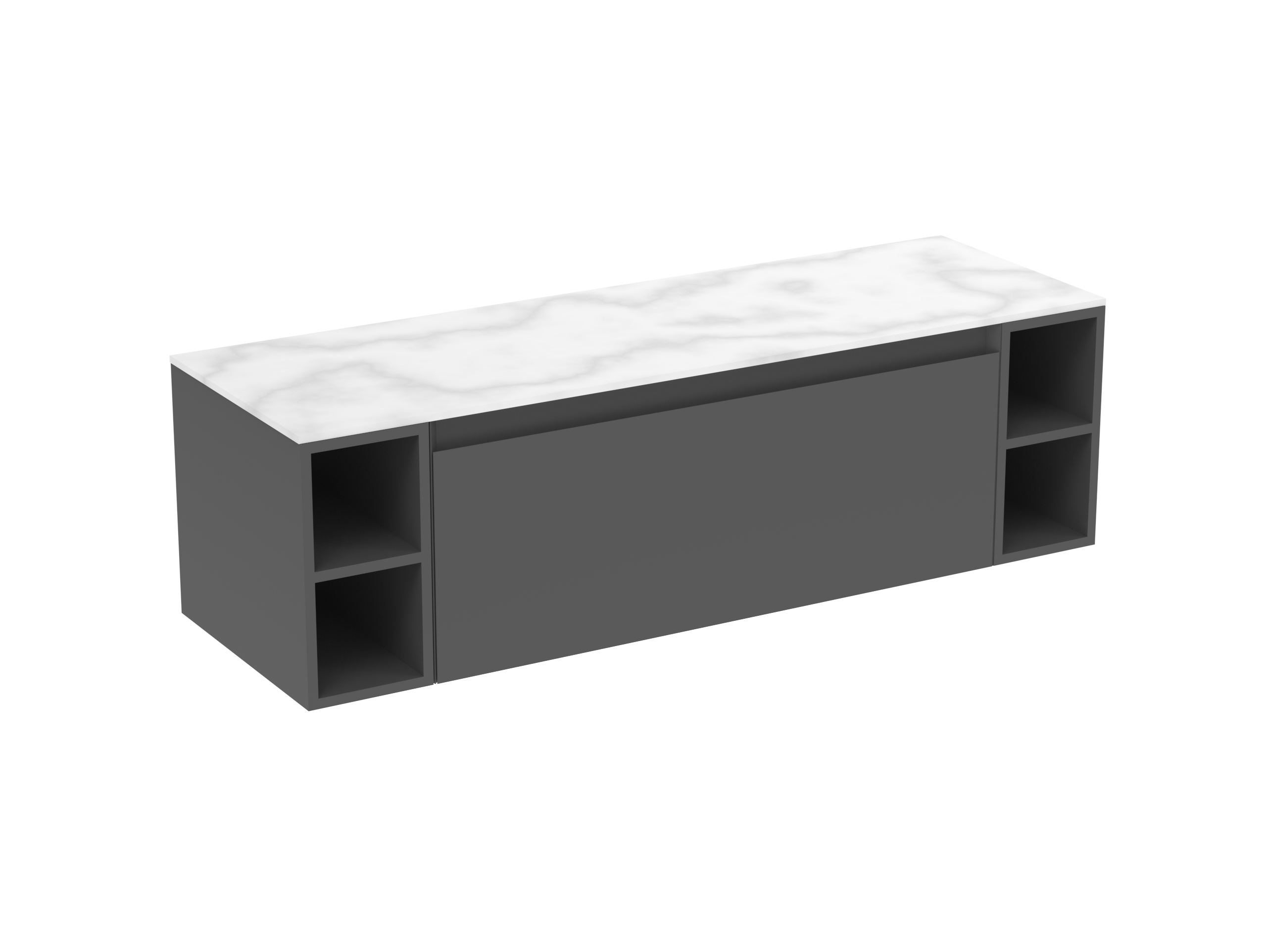 UNI 140cm Kit  - 100cm 2 Drawer wall mounted unit & 2 x 20cm Spacers - Matte Anthracite