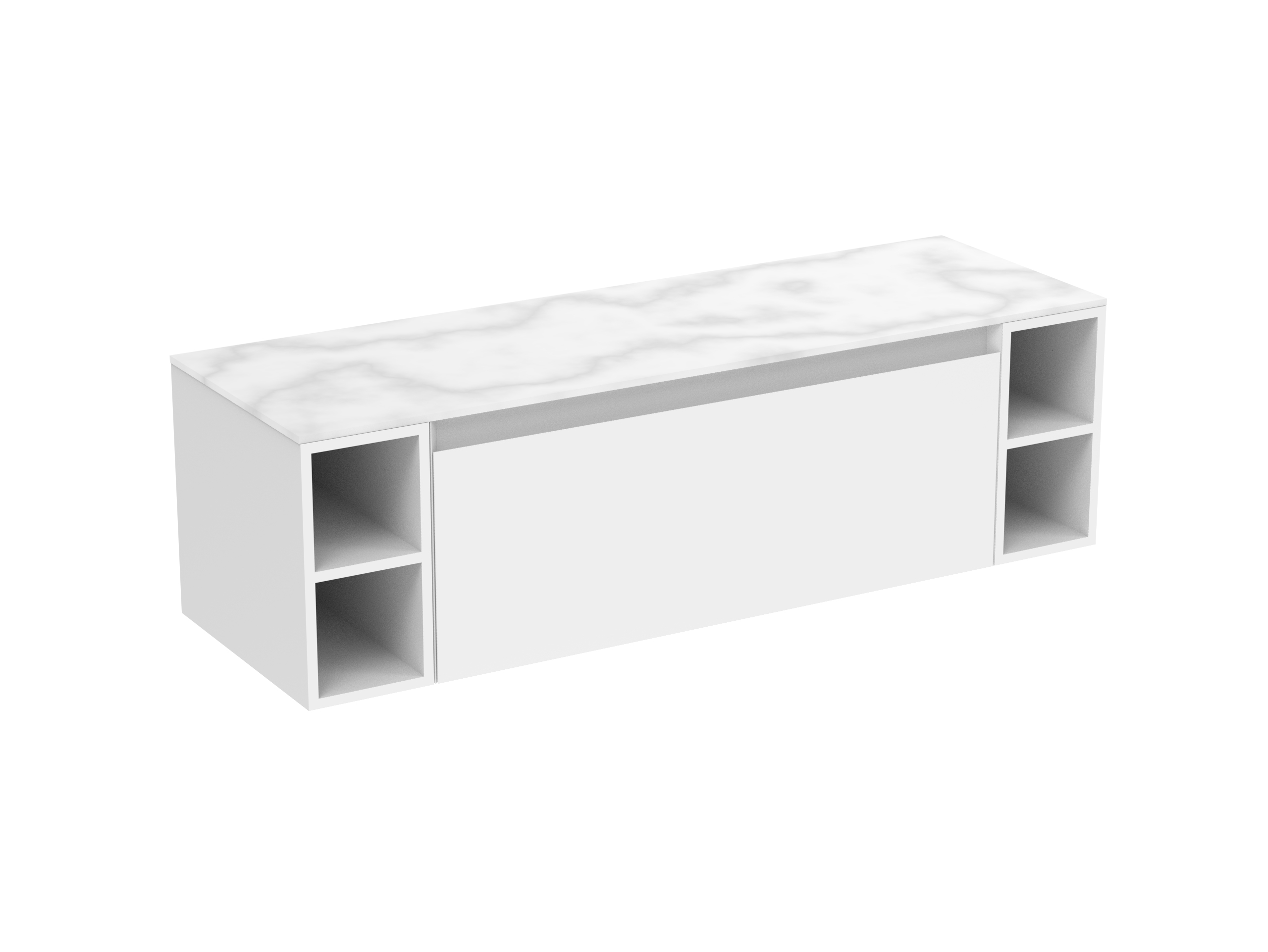 UNI 140cm Kit  - 100cm 2 Drawer wall mounted unit & 2 x 20cm Spacers - Matte White