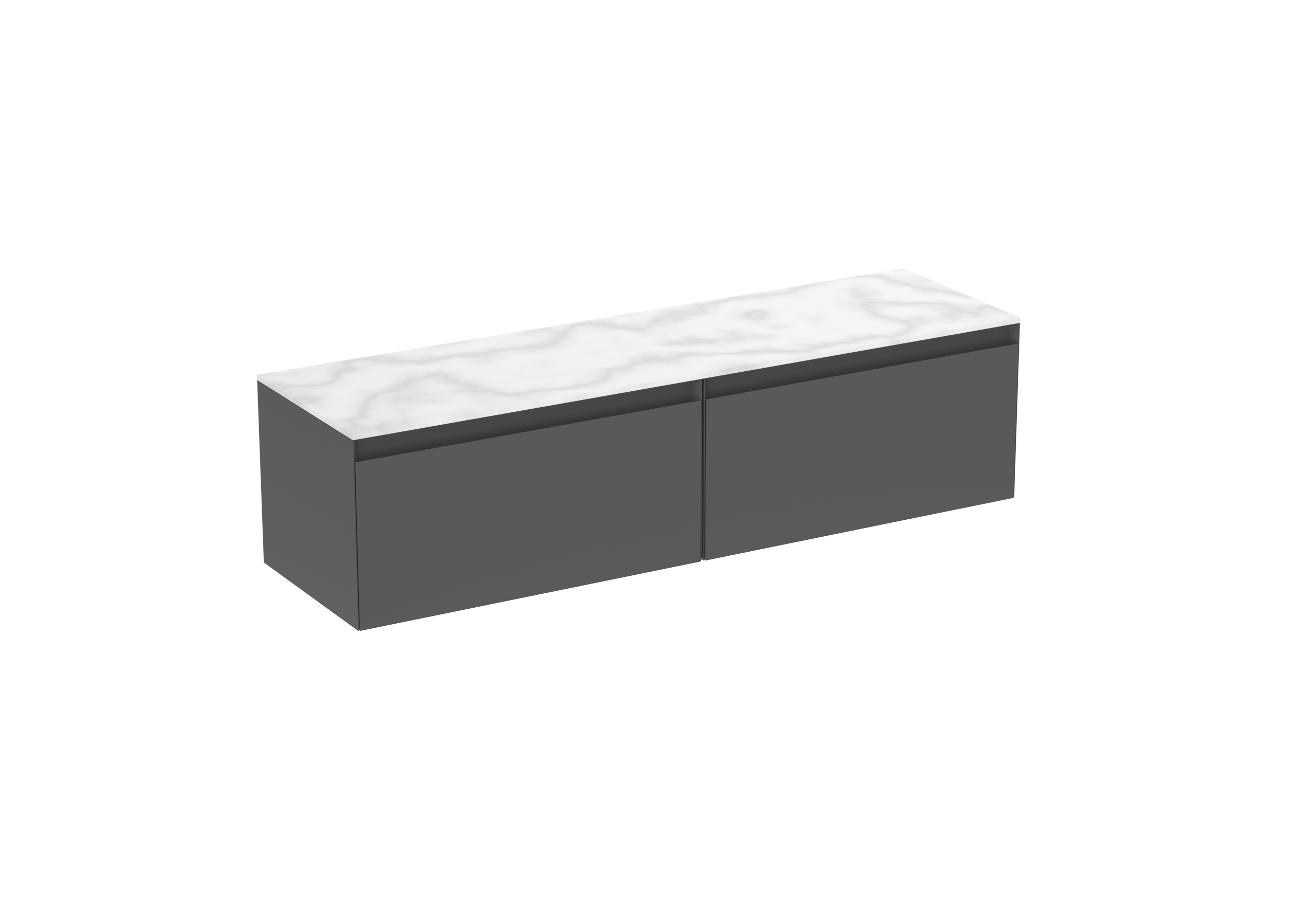 UNI 160cm Kit - 2 x 80cm 1 Drawer Wall Mounted Unit - Matte Anthracite