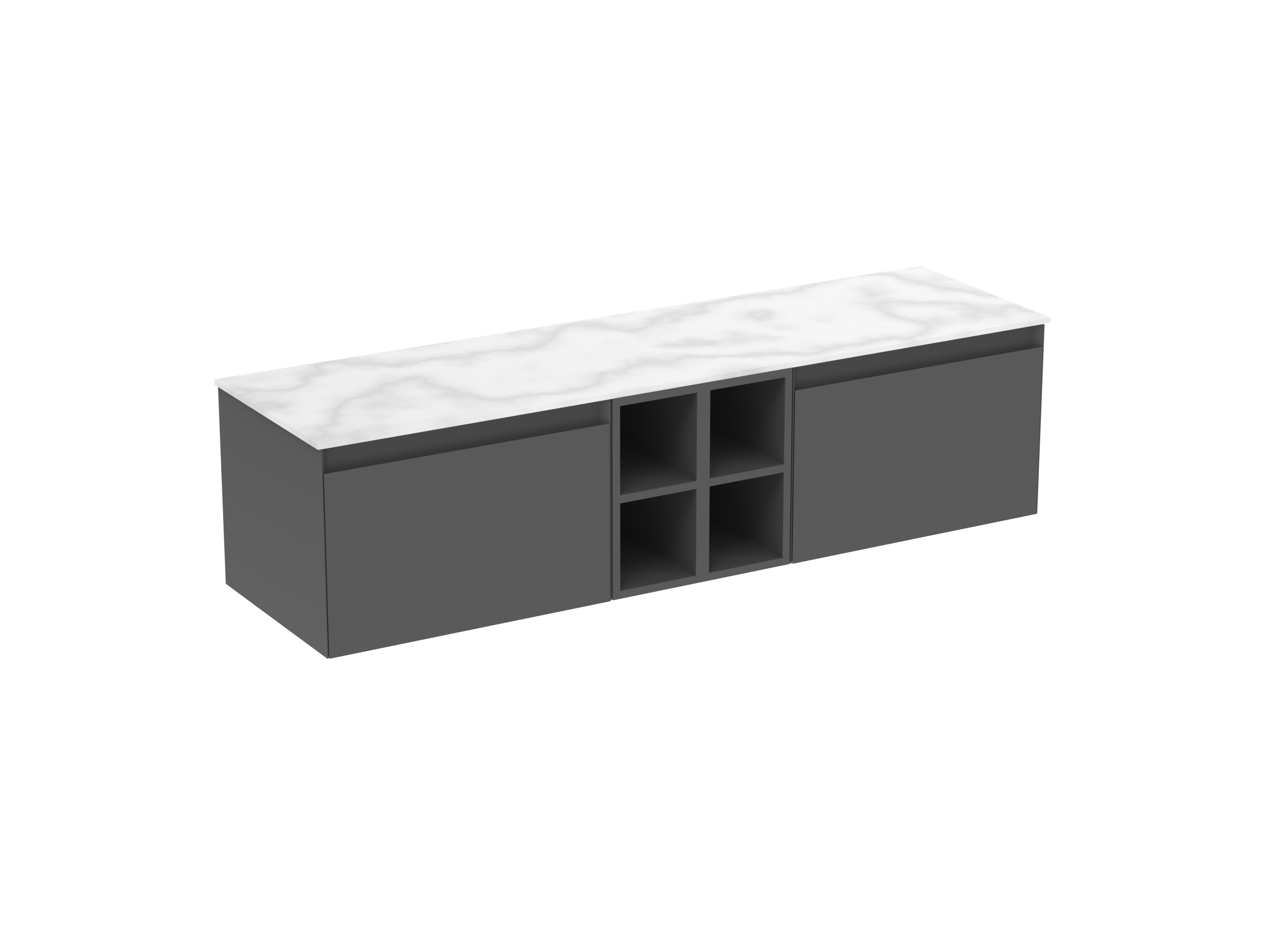 UNI 160cm Kit  - 2 x 60cm 1 Drawer wall mounted unit & 2 x 20cm Spacers - Matte Anthracite