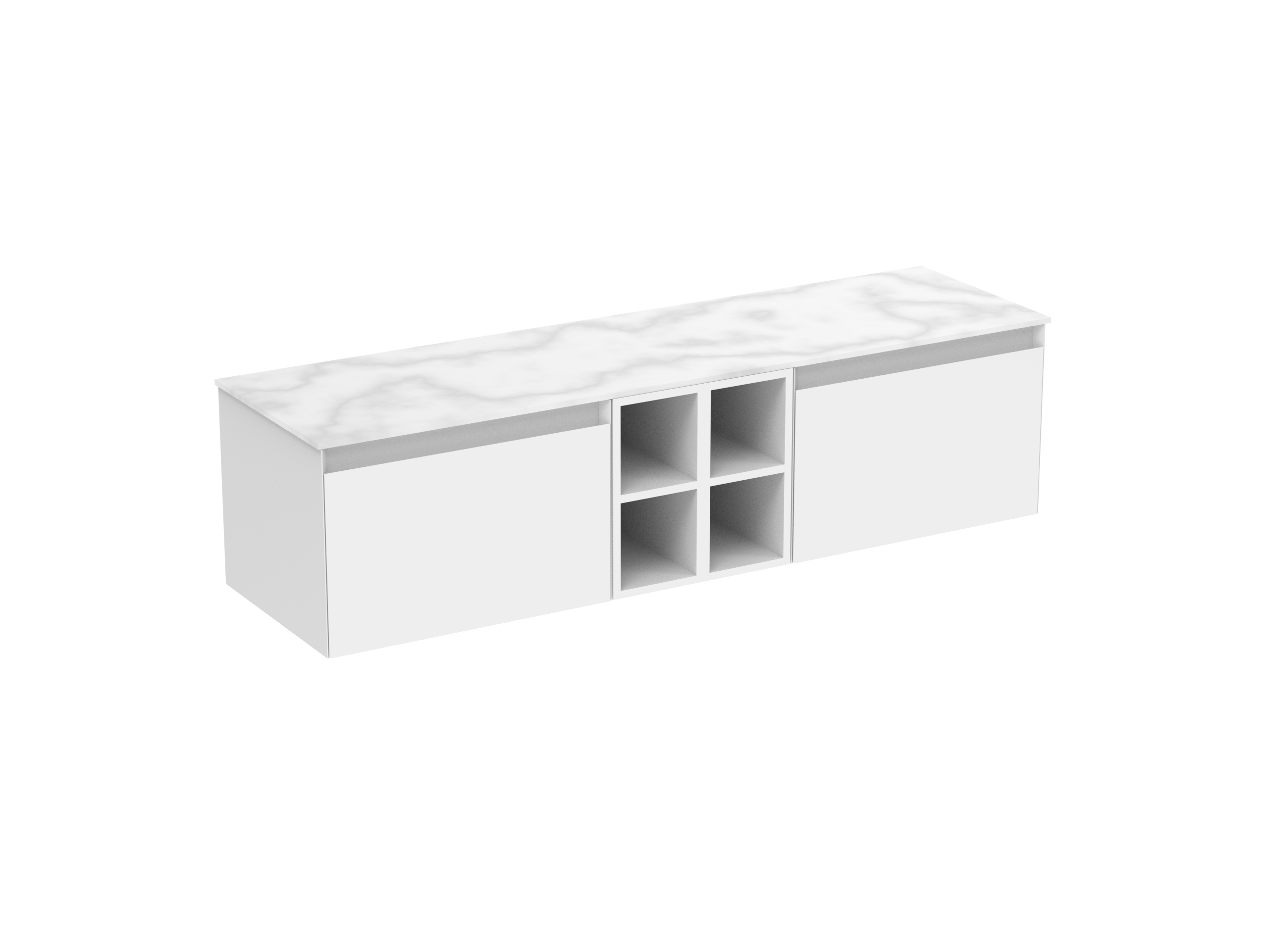 UNI 160cm Kit  - 2 x 60cm 1 Drawer wall mounted unit & 2 x 20cm Spacers - Matte White
