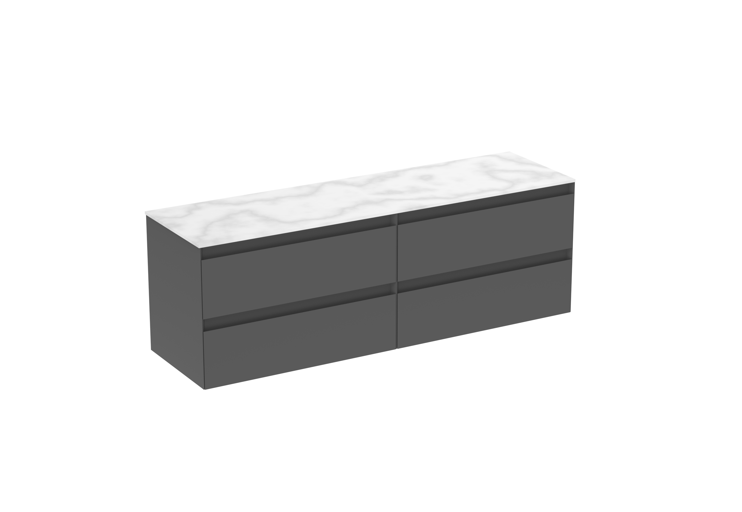 UNI 160cm Kit - 2 x 80cm 2 Drawer Wall Mounted Unit - Matte Anthracite