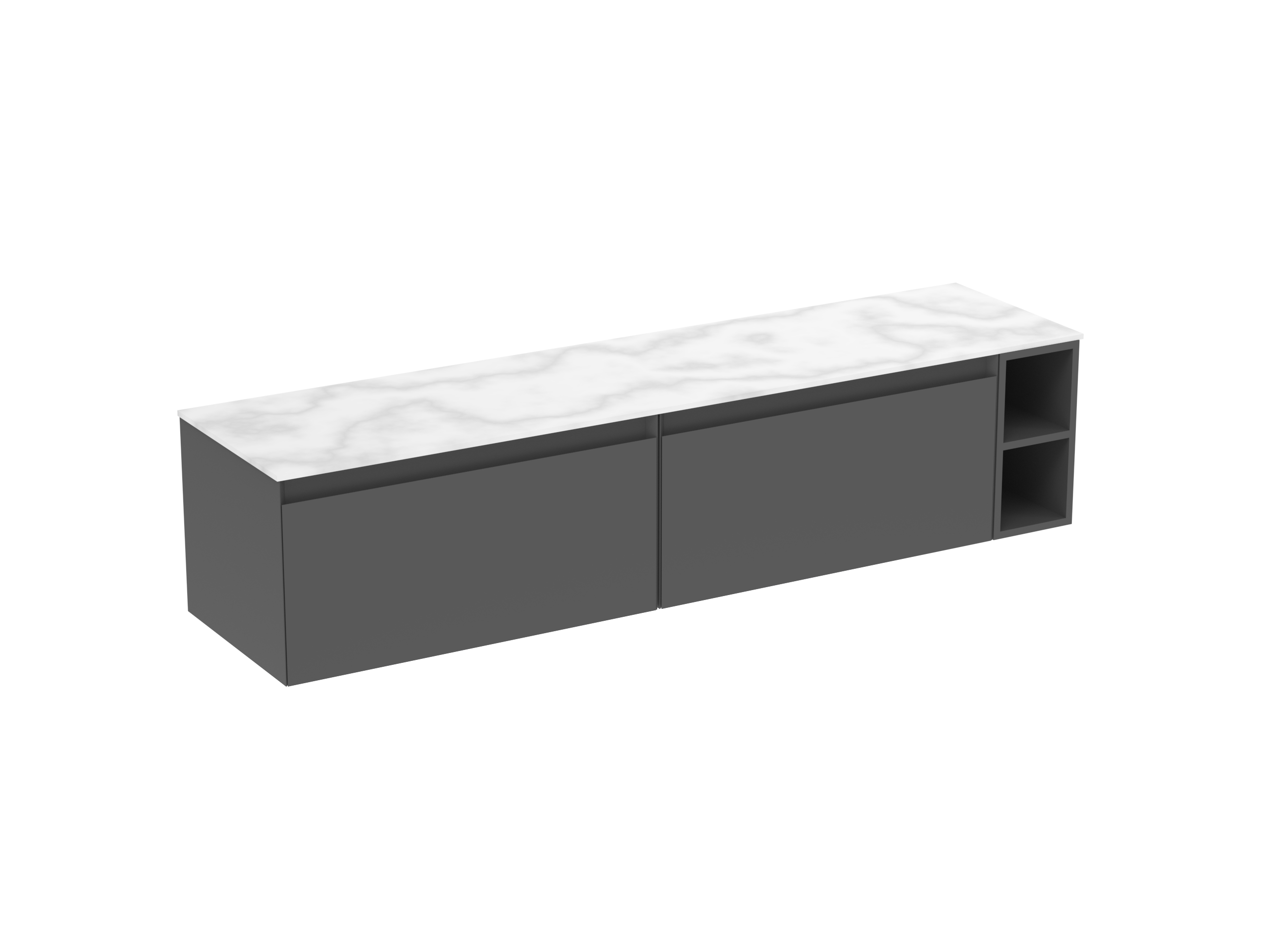 UNI 180cm Kit  - 2 x 80cm 1 Drawer wall mounted unit & 20cm Spacer - Matte Anthracite