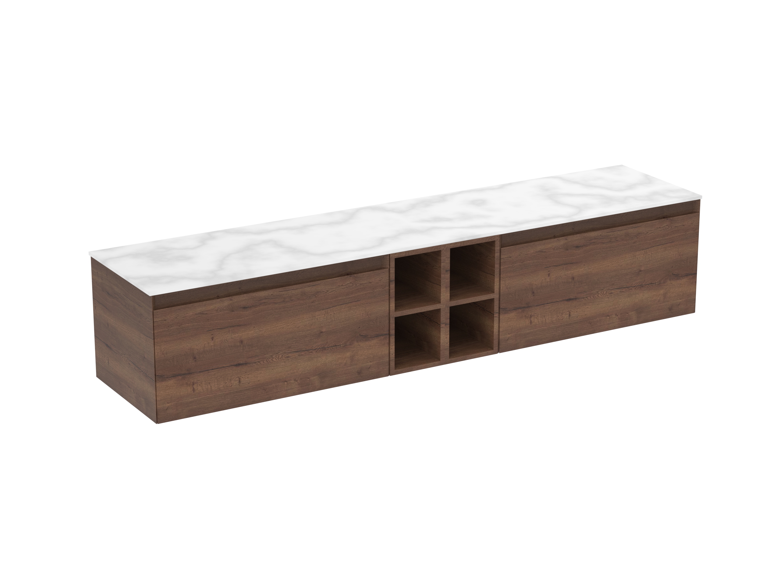 UNI 200cm Kit  - 2 x 80cm 1 Drawer wall mounted unit & 2 x 20cm Spacers - English Oak