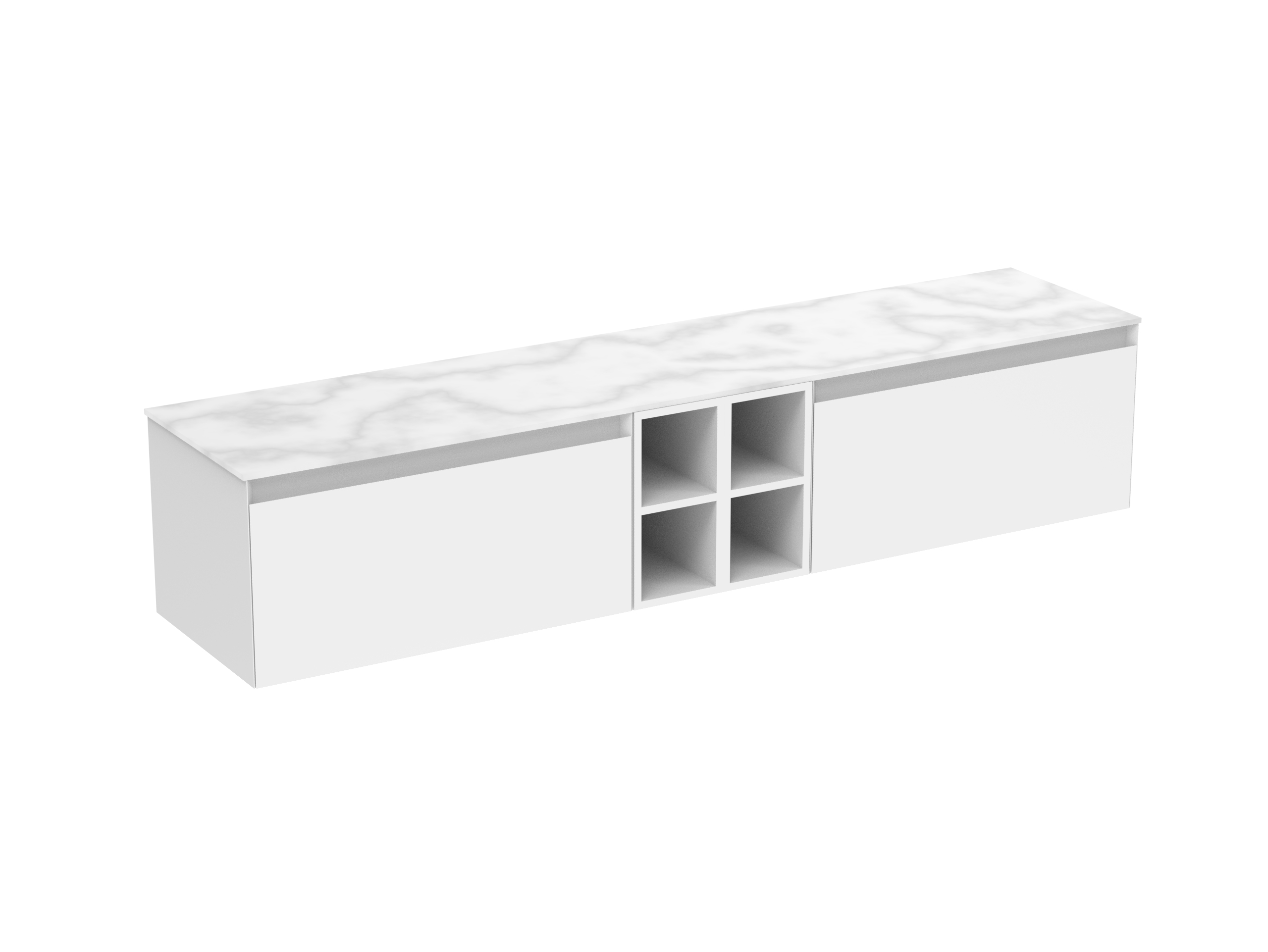 UNI 200cm Kit  - 2 x 80cm 1 Drawer wall mounted unit & 2 x 20cm Spacers - Matte White