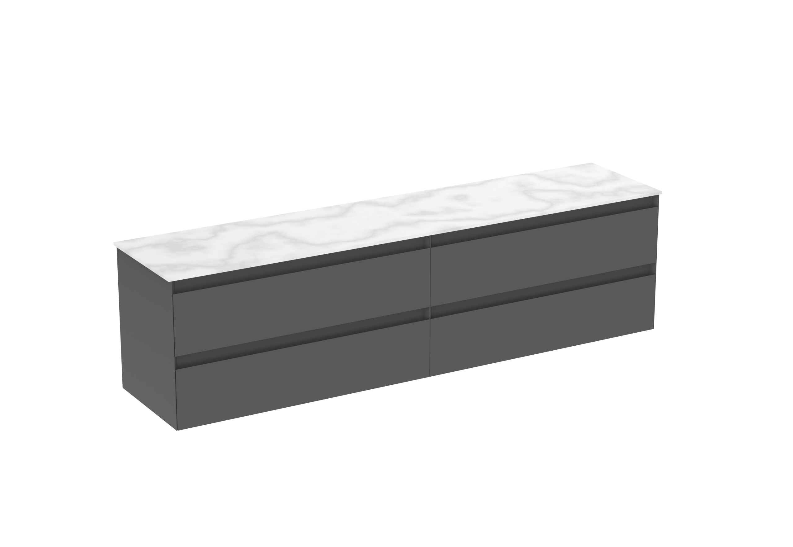 UNI 200cm Kit - 2 x 100cm 2 Drawer Wall Mounted Unit - Matte Anthracite
