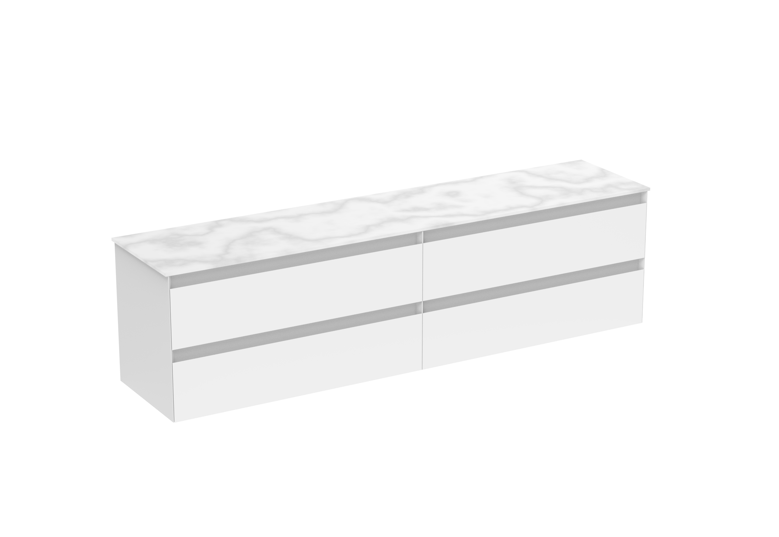 UNI 200cm Kit - 2 x 100cm 2 Drawer Wall Mounted Unit - Matte White