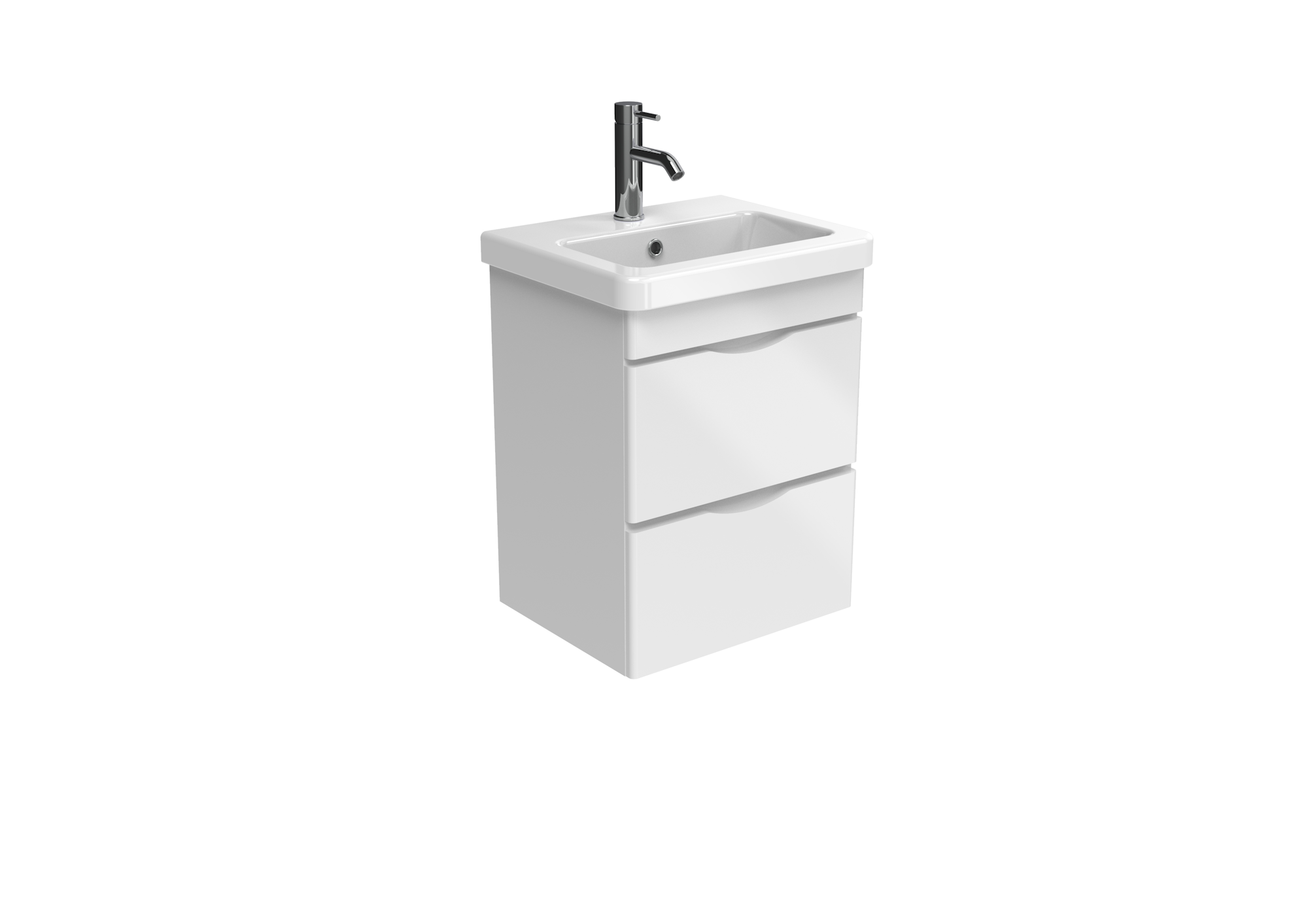 INDIGO 50cm 2 drawer wall mounted unit - Gloss White