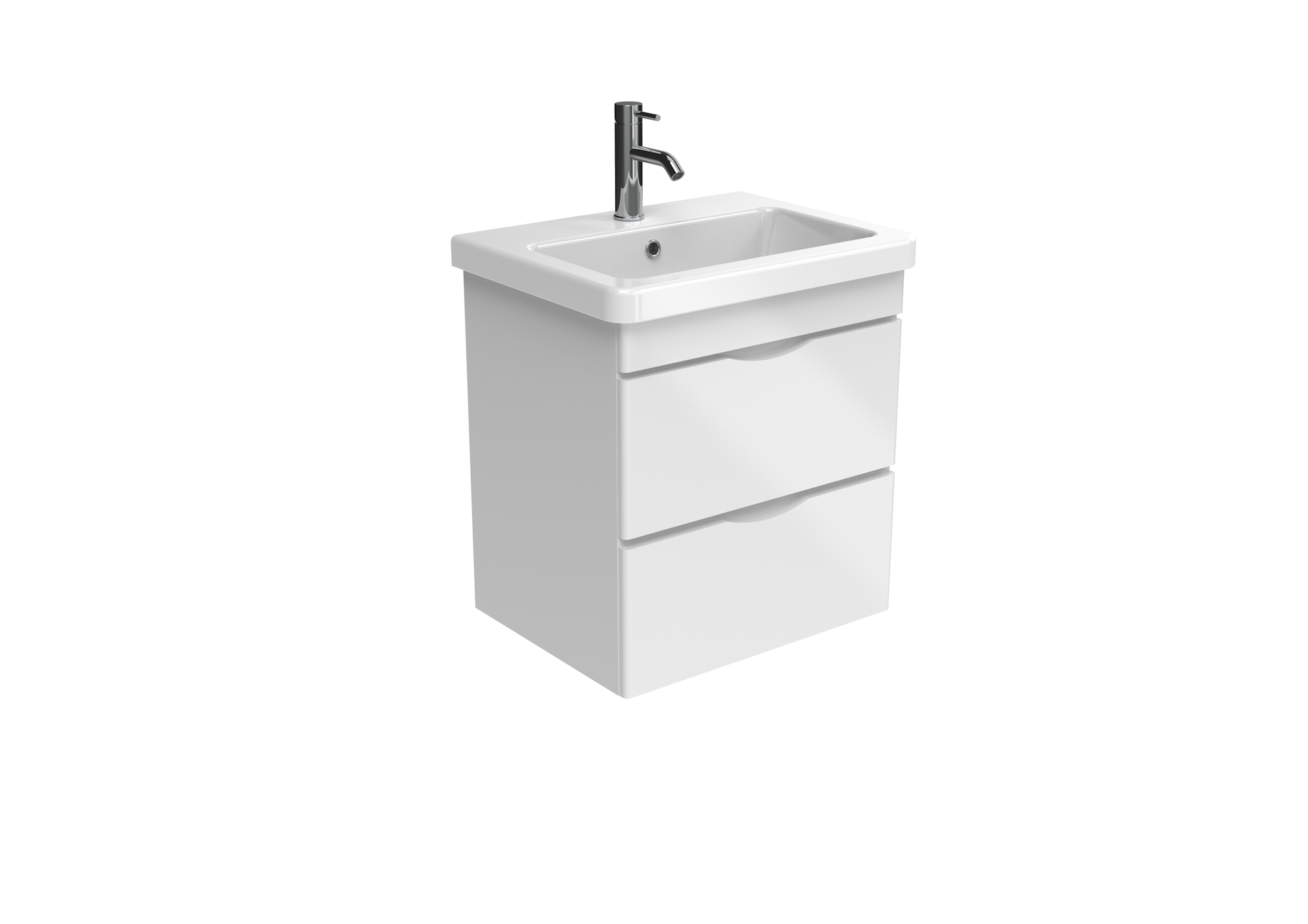 INDIGO 60cm 2 drawer wall mounted unit - Gloss White