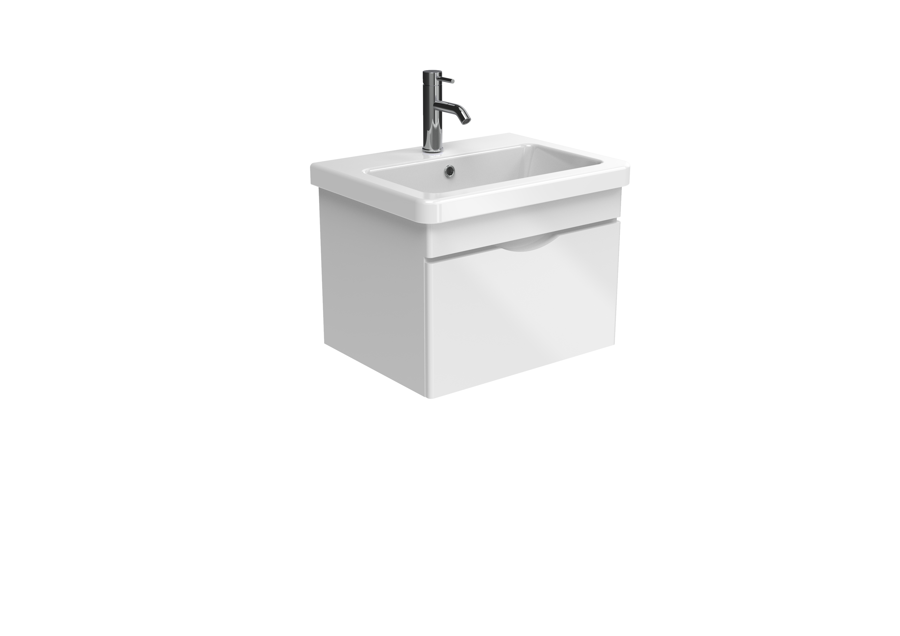 INDIGO 60cm 1 drawer wall mounted unit - Gloss White