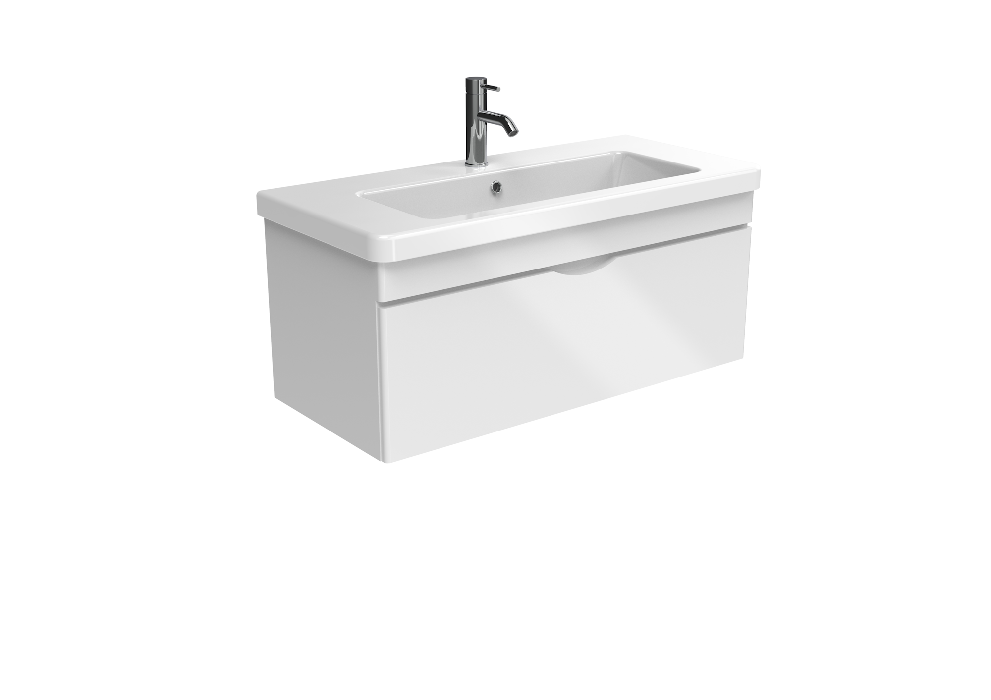 INDIGO 100cm 1 drawer wall mounted unit - Gloss White