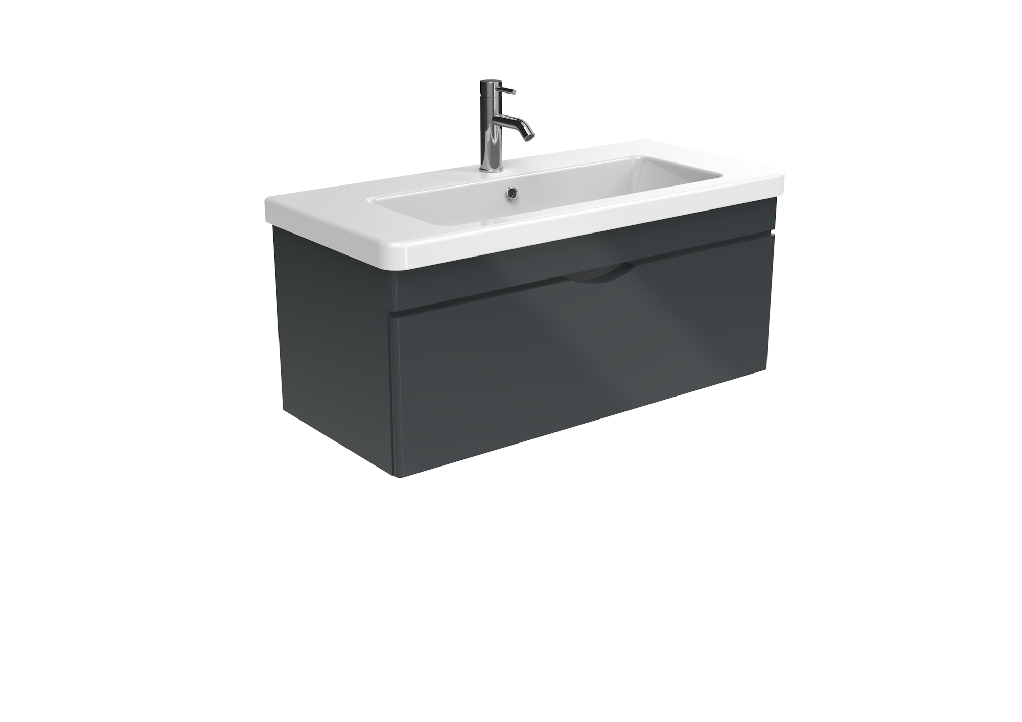 INDIGO 100cm 1 drawer wall mounted unit - Gloss Grey