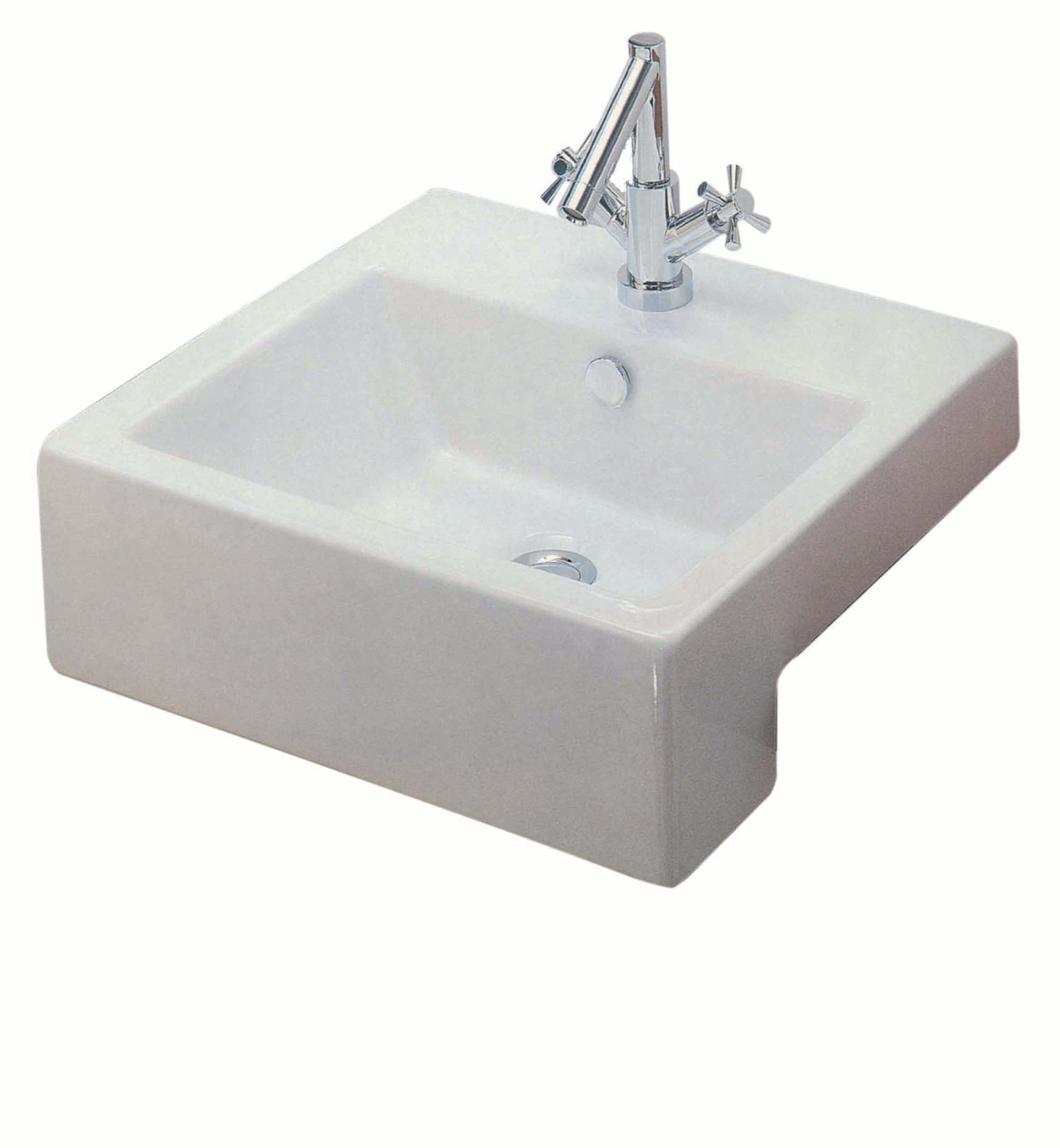 QUADRO Semi-recessed 50 x 48cm washbasin No T/H