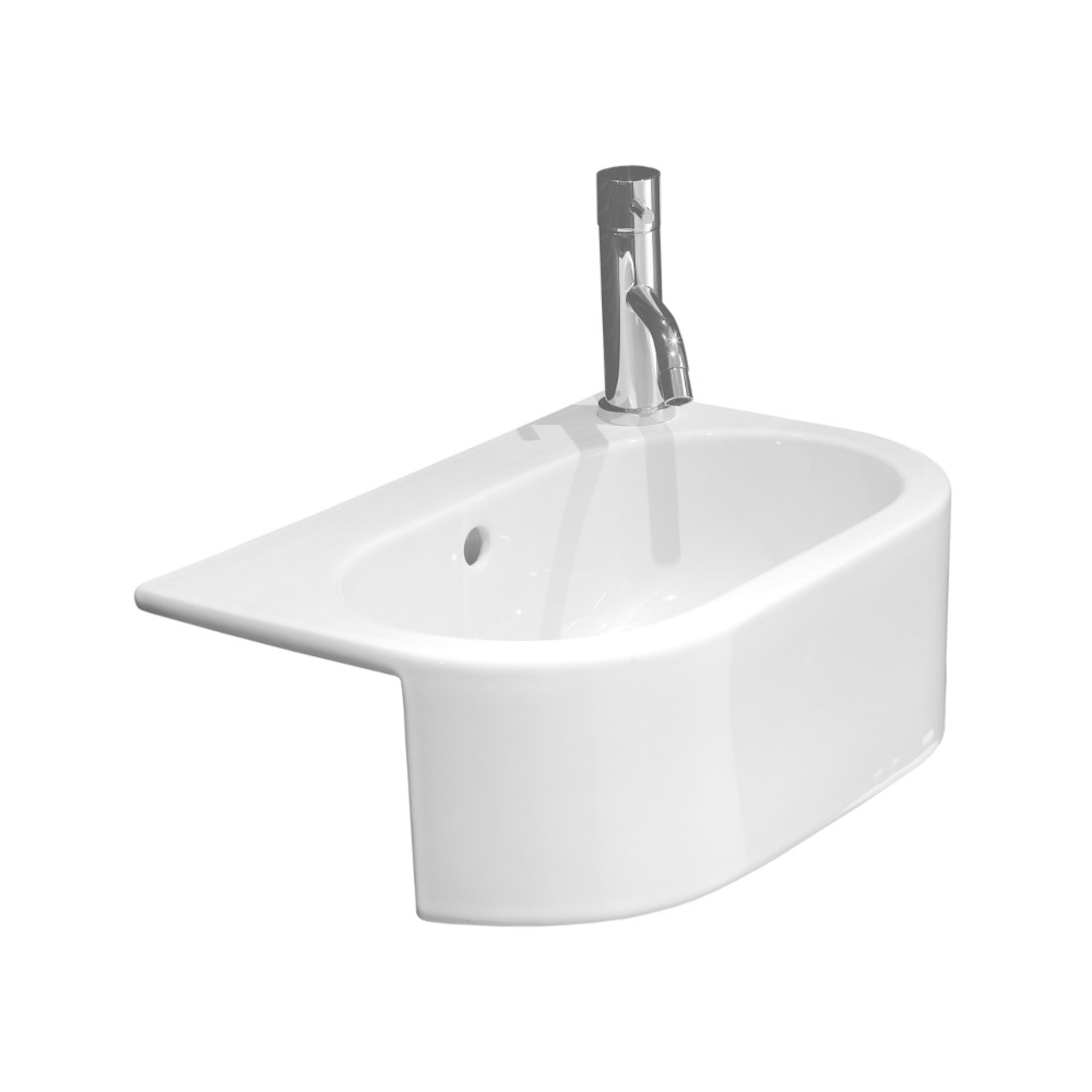 UNI 46x32cm semi-recessed washbasin left tap hole