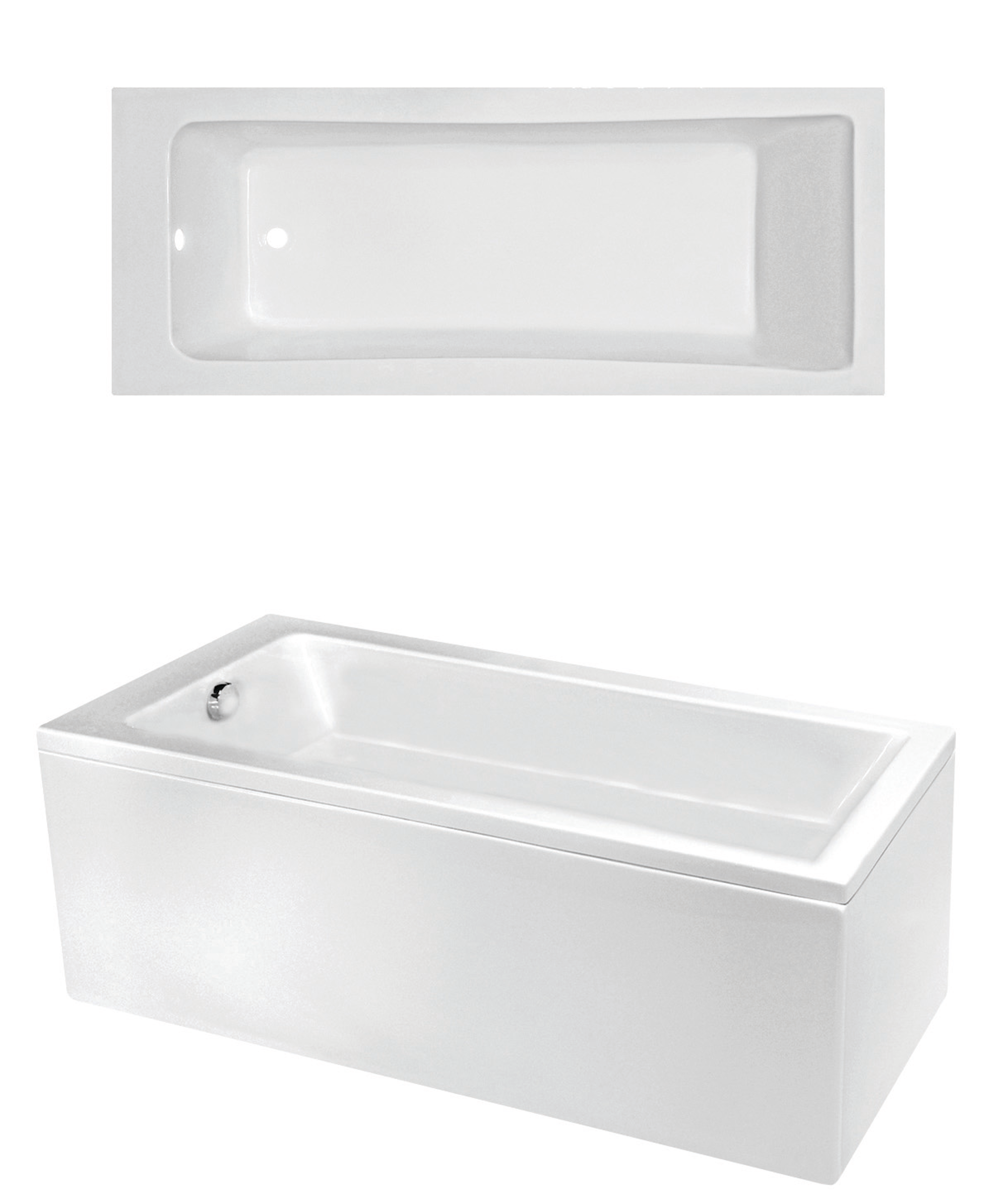 WOSH Reinforced Acrylic 1700mm front bath panel - White