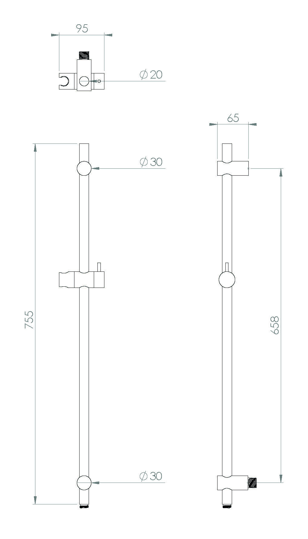 SHOWER slider rail kit with slider rail, handset & hose Chrome